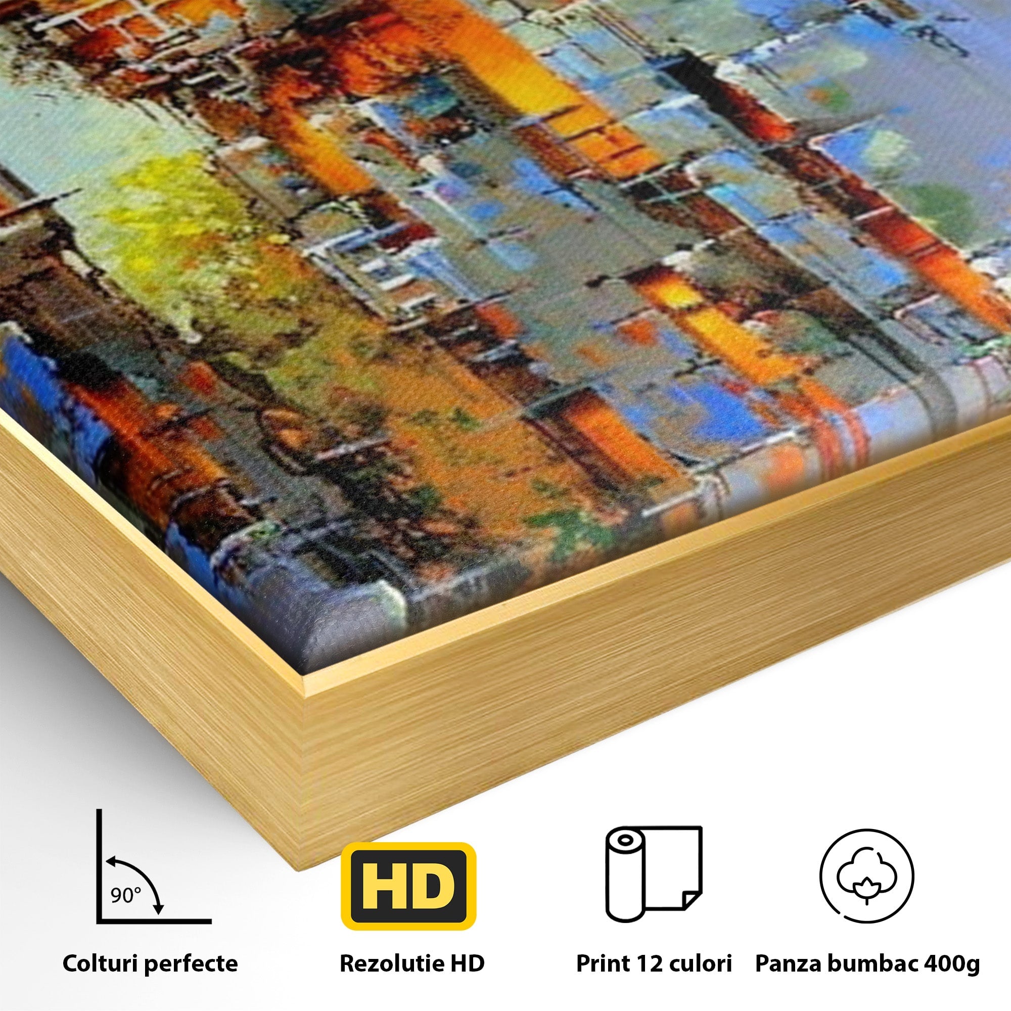 Tablou Canvas Premium LuxCanva® PI1248, Orasul Suspendat, Urban, Arhitectura, Fantezie, Living, Peisaj Urban, Culori Vibrante