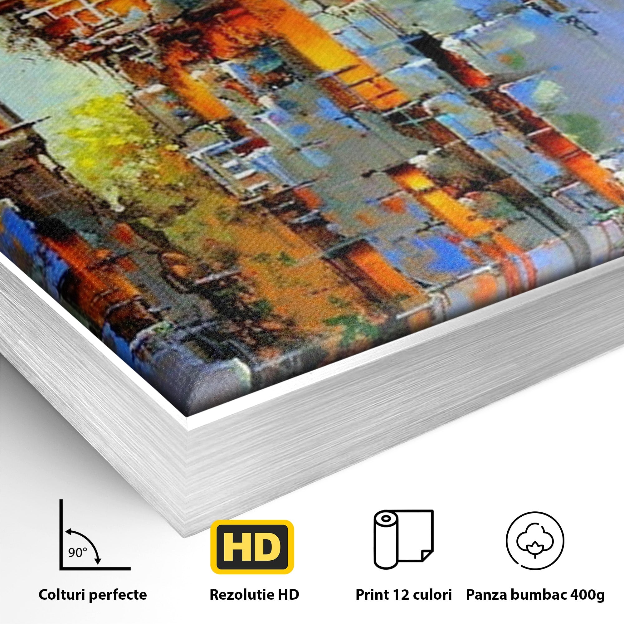 Tablou Canvas Premium LuxCanva® PI1248, Orasul Suspendat, Urban, Arhitectura, Fantezie, Living, Peisaj Urban, Culori Vibrante