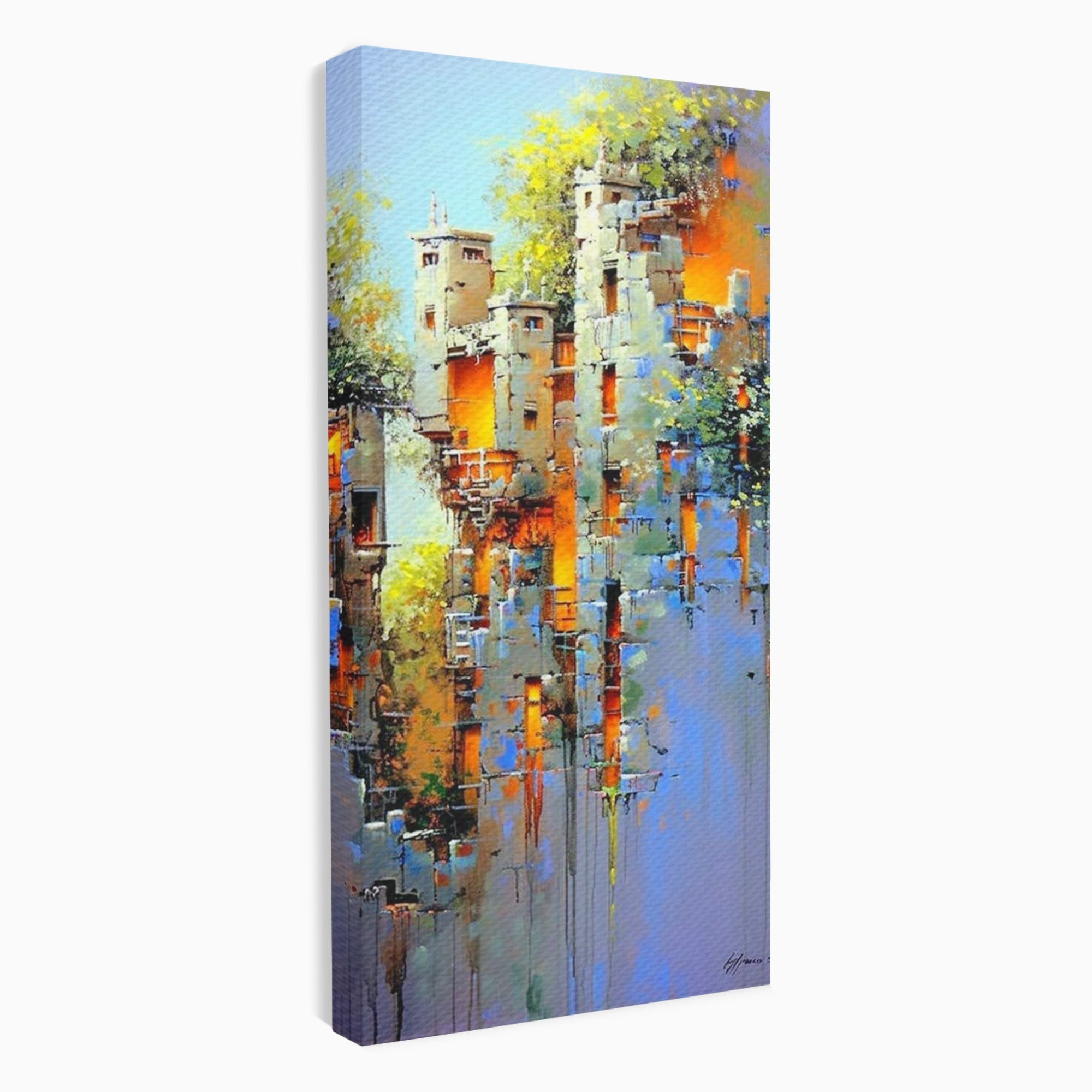 Tablou Canvas Premium LuxCanva® PI1248, Orasul Suspendat, Urban, Arhitectura, Fantezie, Living, Peisaj Urban, Culori Vibrante