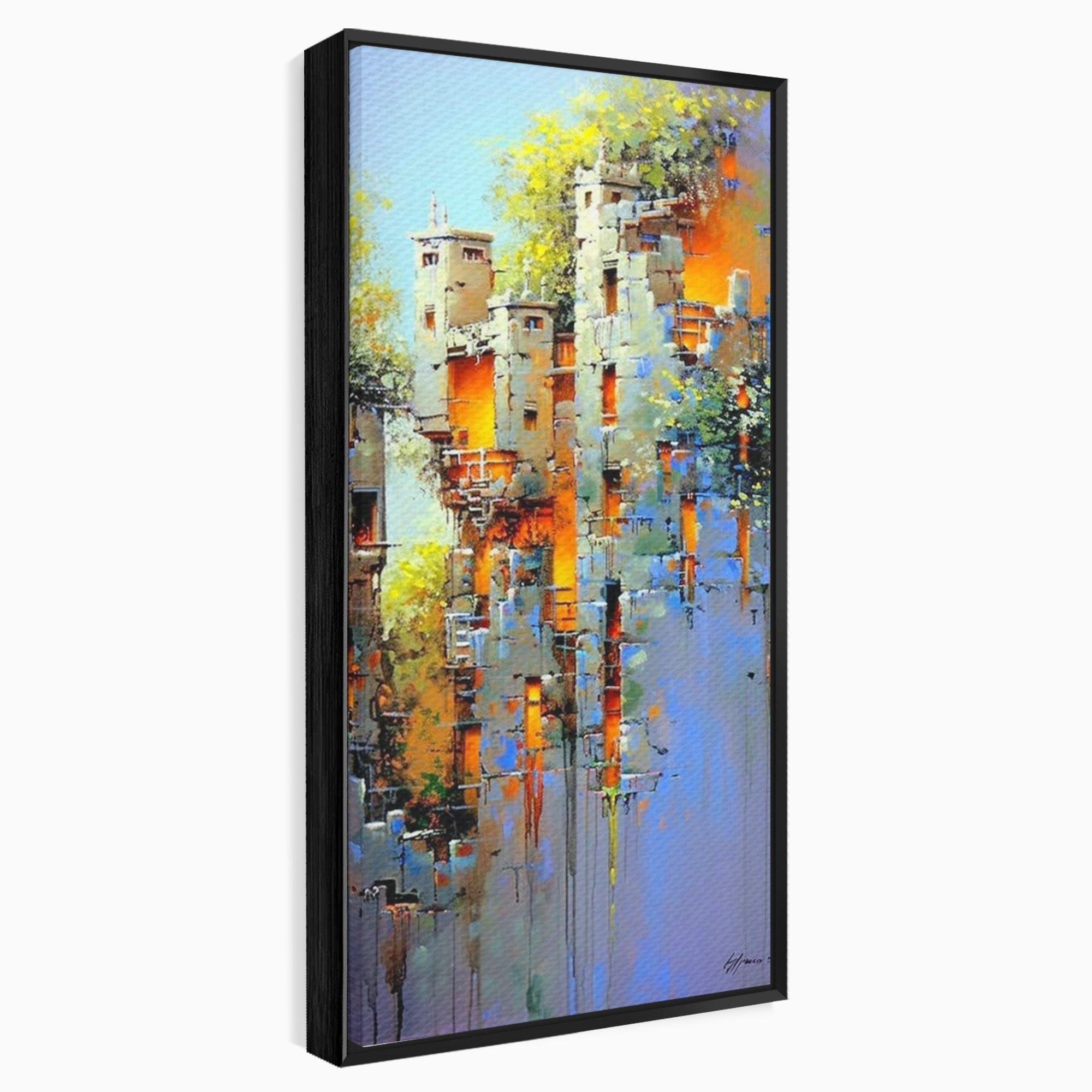 Tablou Canvas Premium LuxCanva® PI1248, Orasul Suspendat, Urban, Arhitectura, Fantezie, Living, Peisaj Urban, Culori Vibrante