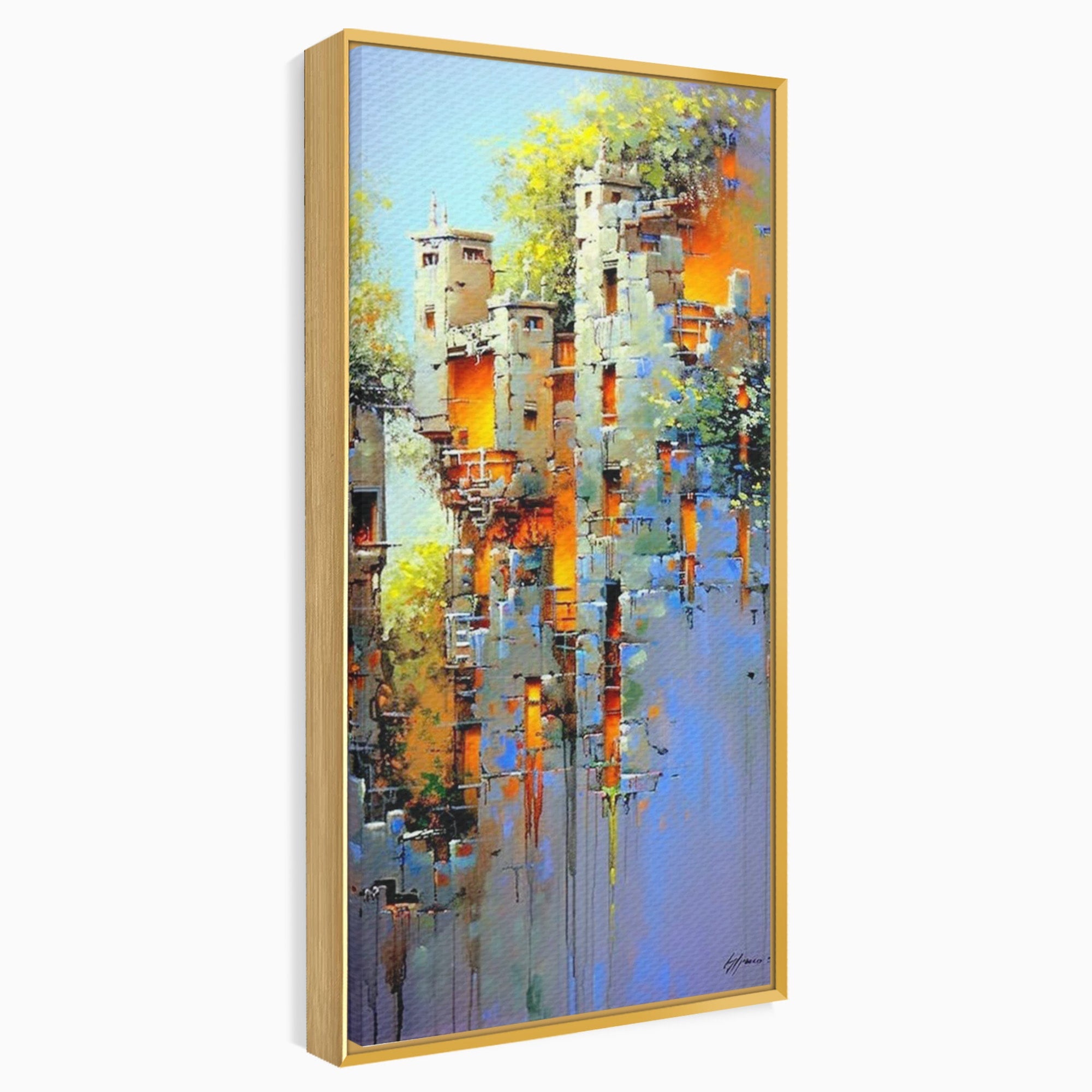 Tablou Canvas Premium LuxCanva® PI1248, Orasul Suspendat, Urban, Arhitectura, Fantezie, Living, Peisaj Urban, Culori Vibrante