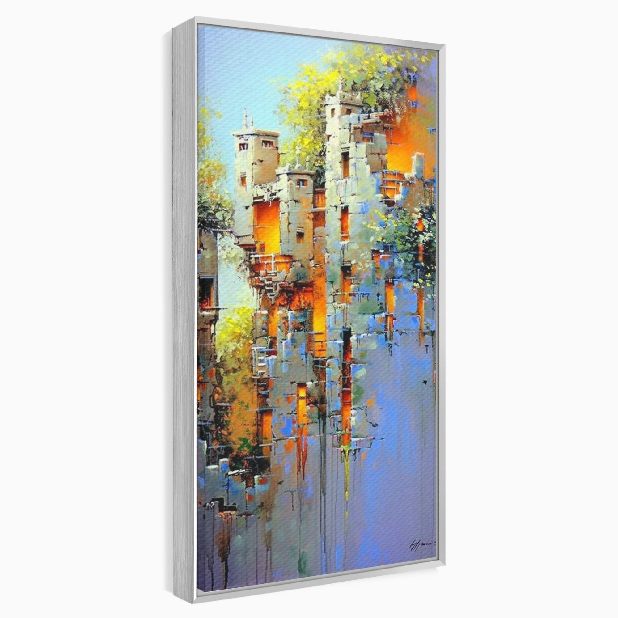Tablou Canvas Premium LuxCanva® PI1248, Orasul Suspendat, Urban, Arhitectura, Fantezie, Living, Peisaj Urban, Culori Vibrante