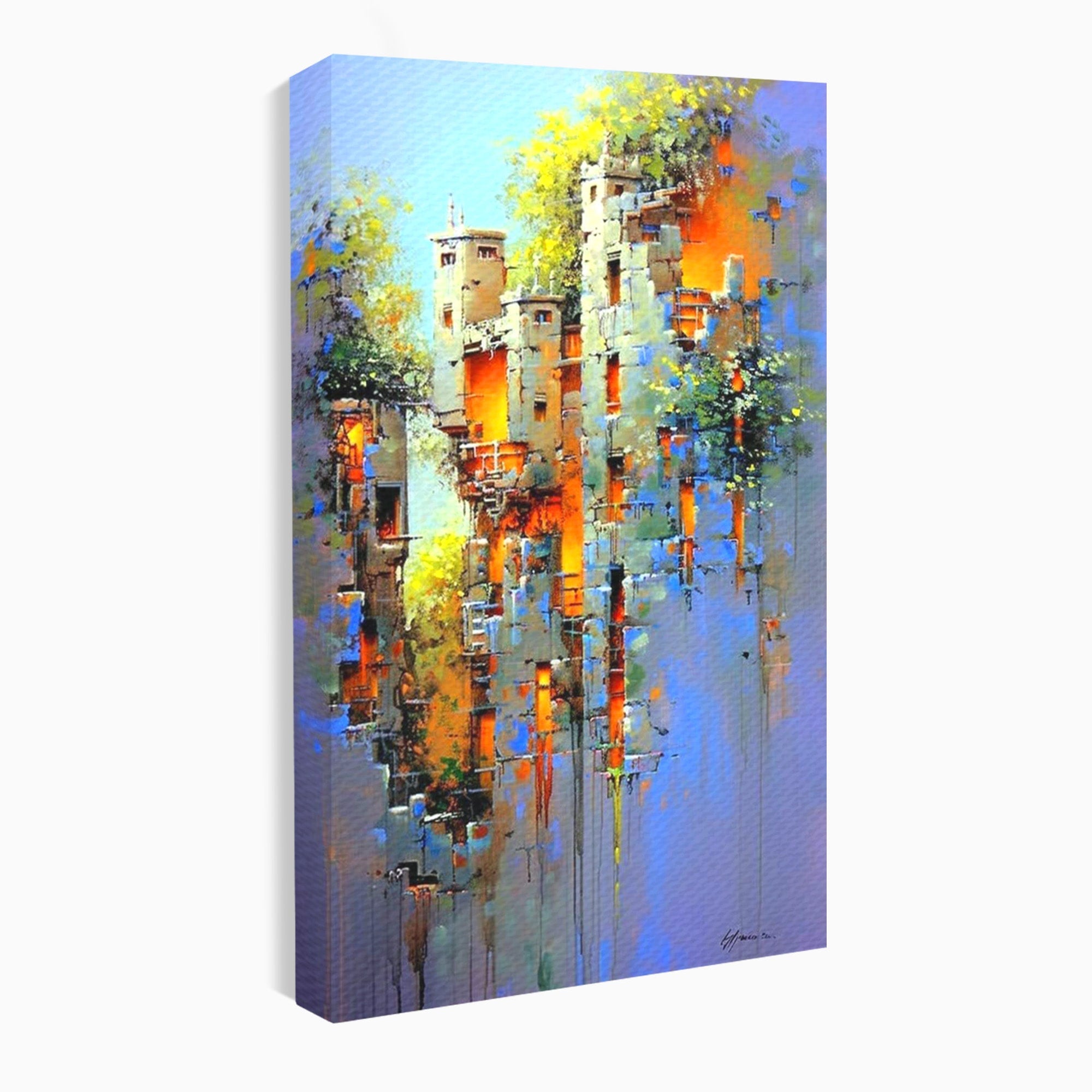 Tablou Canvas Premium LuxCanva® PI1248, Orasul Suspendat, Urban, Arhitectura, Fantezie, Living, Peisaj Urban, Culori Vibrante