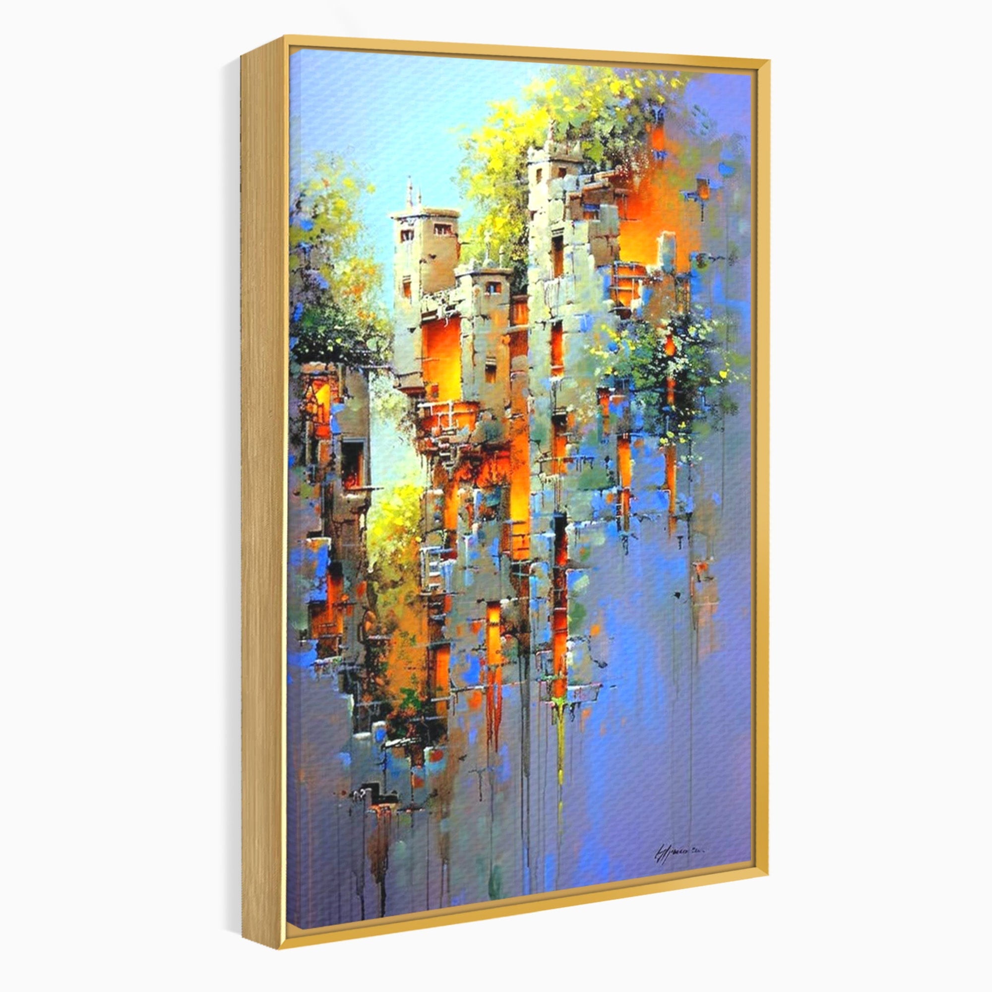 Tablou Canvas Premium LuxCanva® PI1248, Orasul Suspendat, Urban, Arhitectura, Fantezie, Living, Peisaj Urban, Culori Vibrante