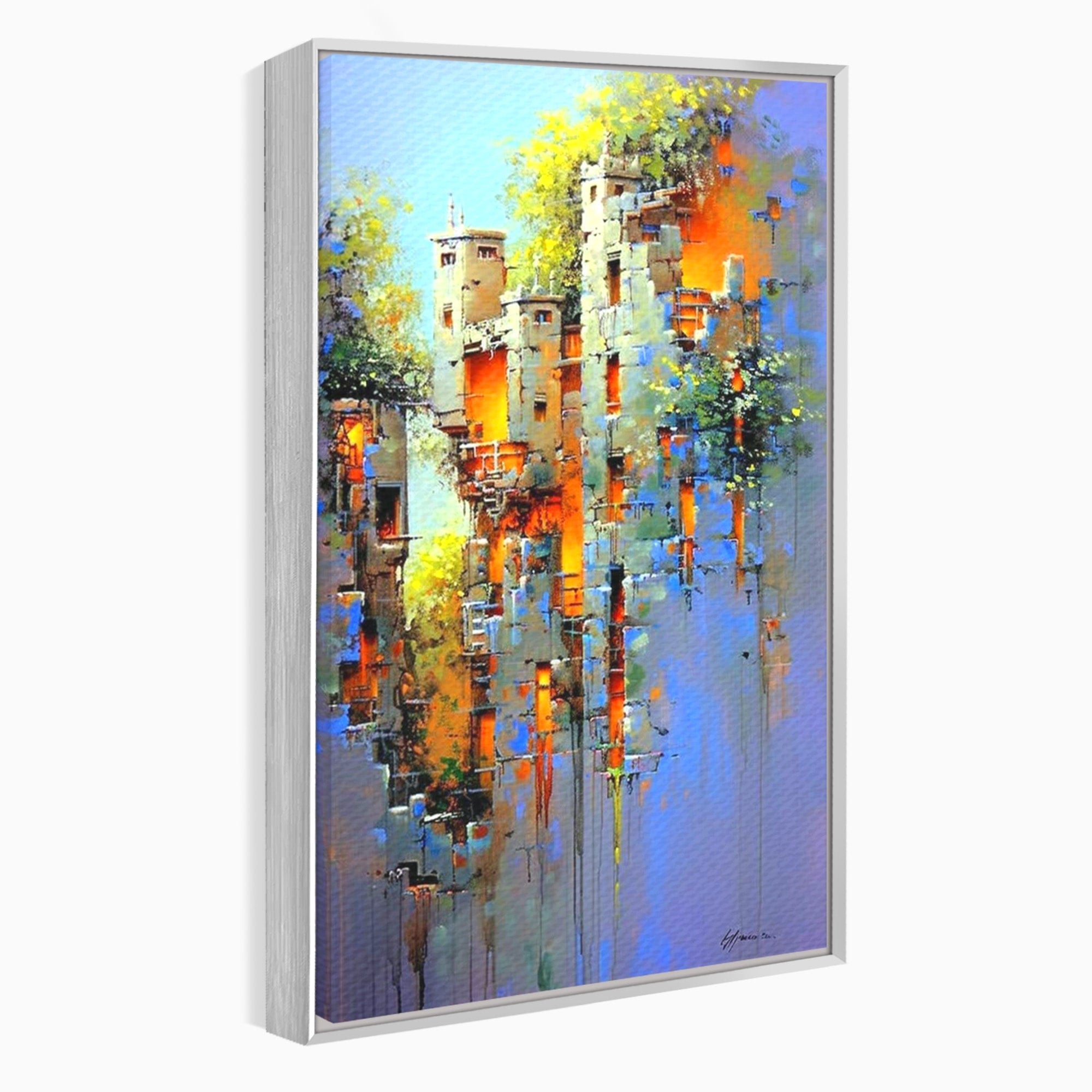 Tablou Canvas Premium LuxCanva® PI1248, Orasul Suspendat, Urban, Arhitectura, Fantezie, Living, Peisaj Urban, Culori Vibrante