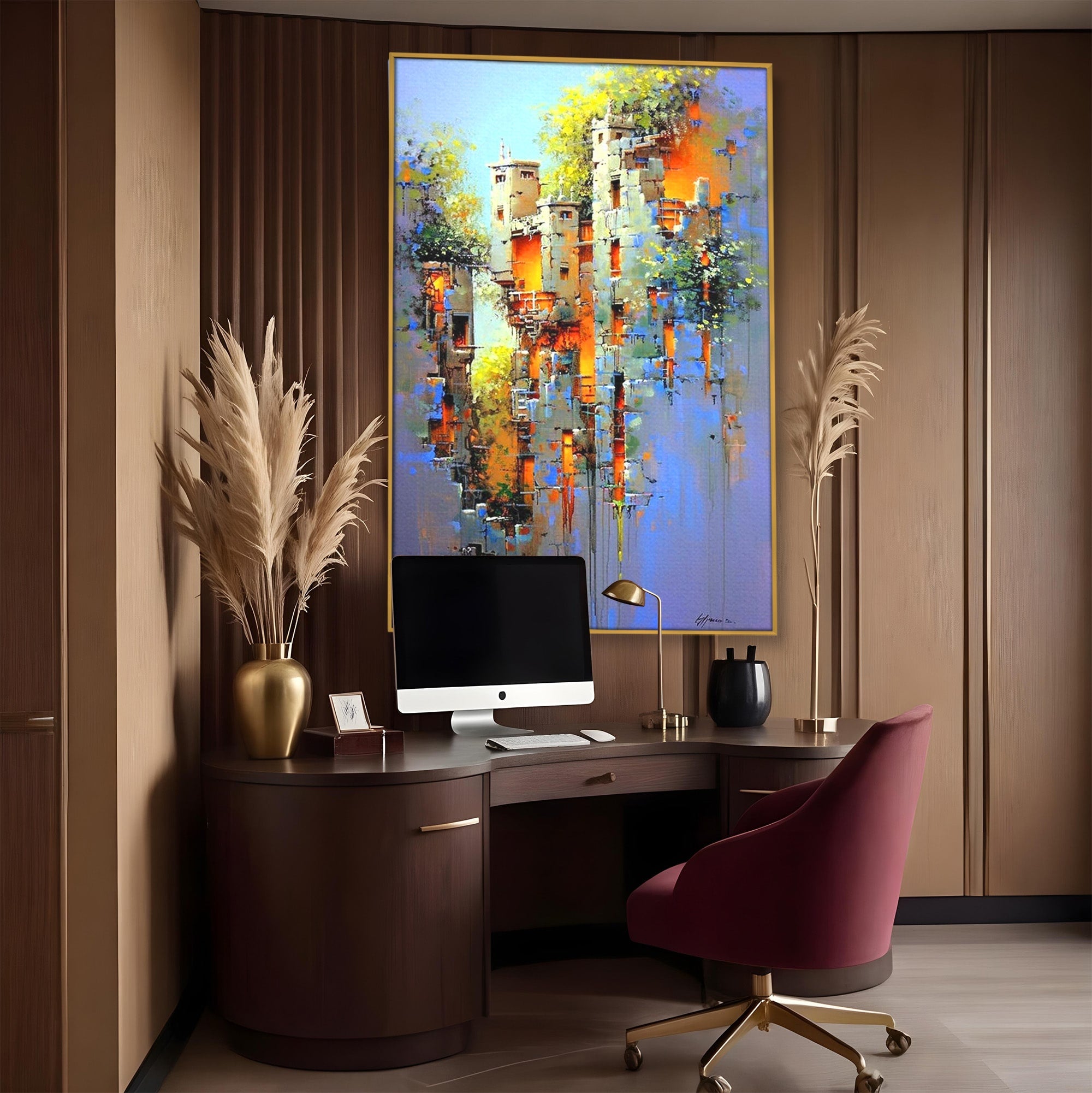 Tablou Canvas Premium LuxCanva® PI1248, Orasul Suspendat, Urban, Arhitectura, Fantezie, Living, Peisaj Urban, Culori Vibrante