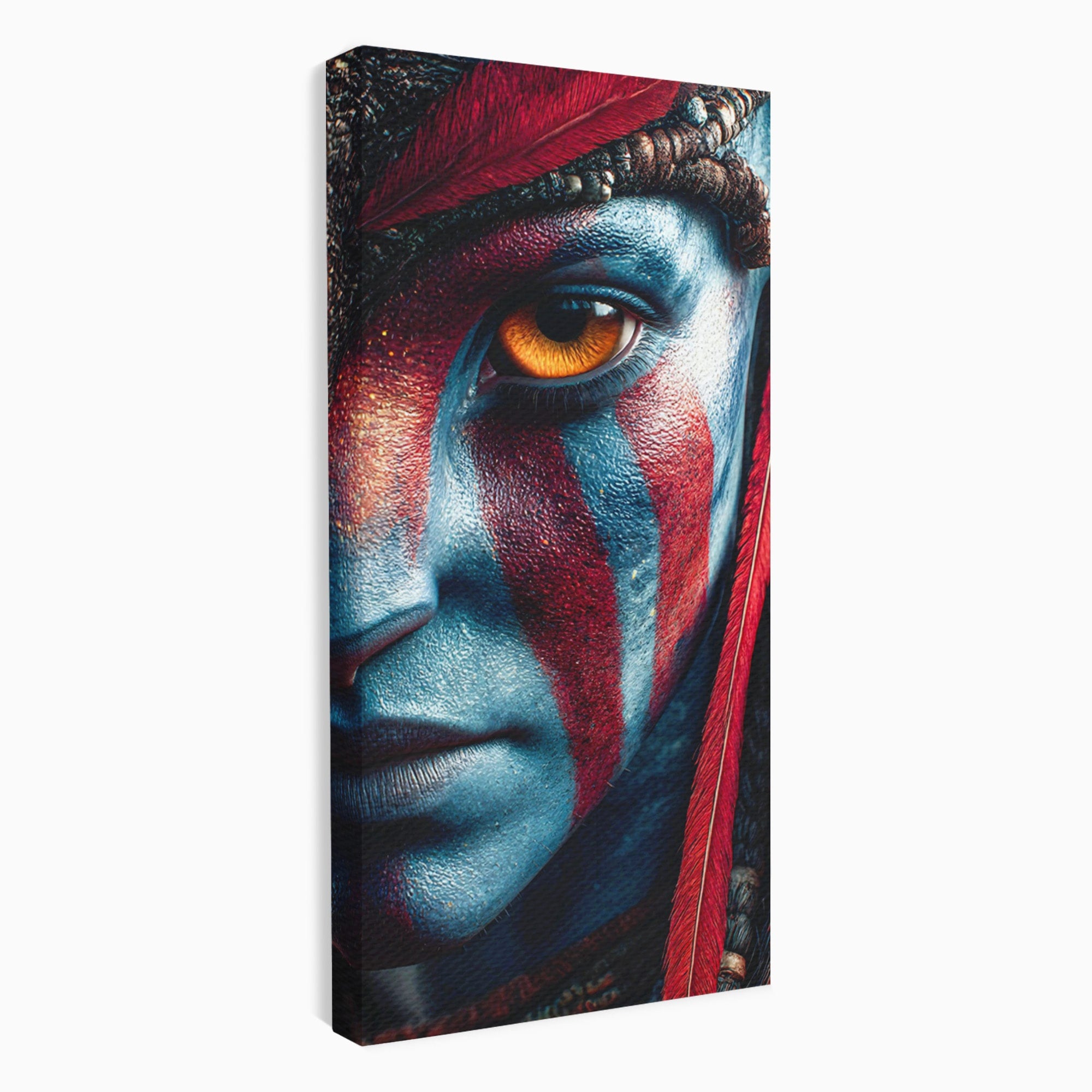 Tablou Canvas Premium LuxCanva® PI1252, Chipul Razboinicei, Portret, Fantezie, Neytiri, Detalii, Dormitor, Culori Vibrante