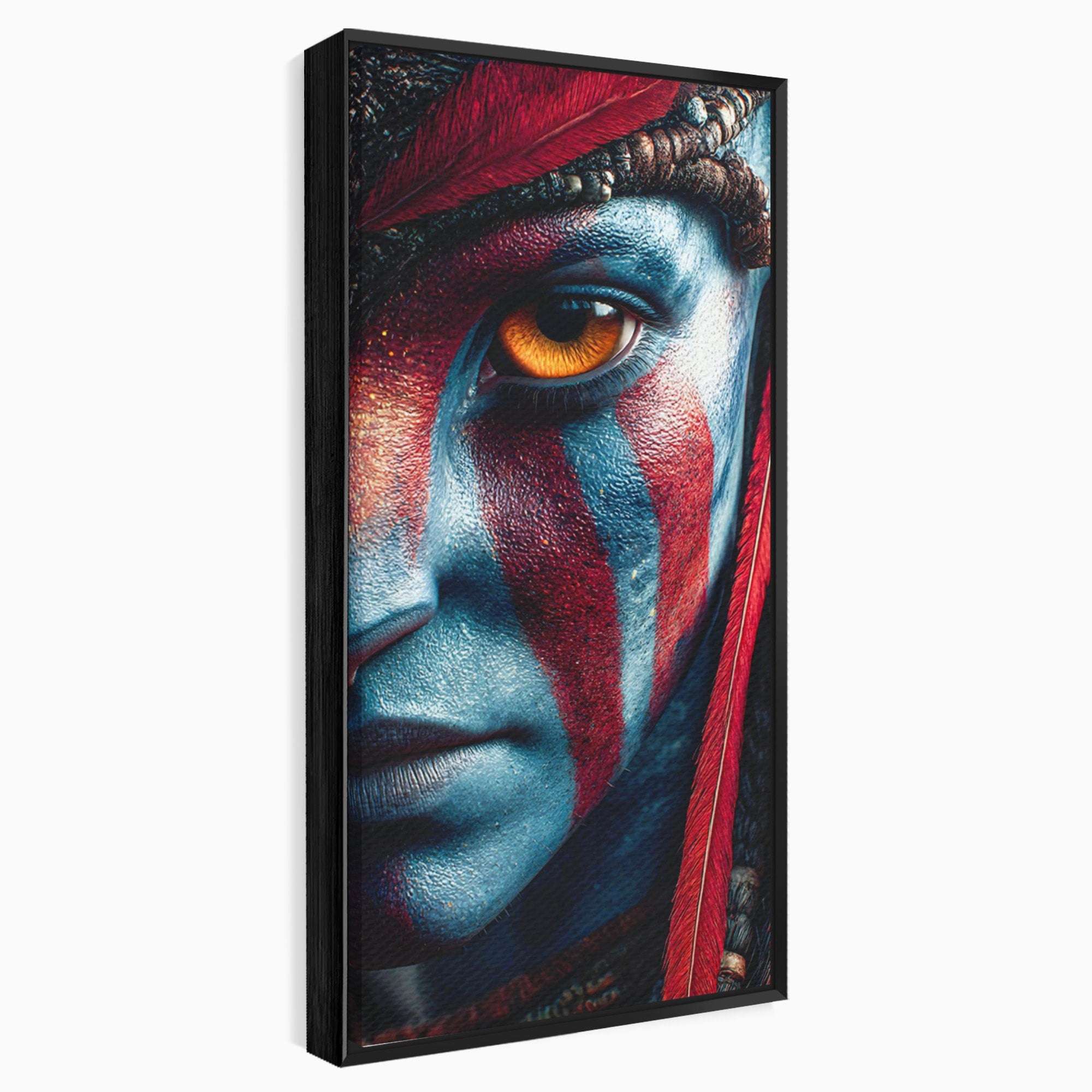 Tablou Canvas Premium LuxCanva® PI1252, Chipul Razboinicei, Portret, Fantezie, Neytiri, Detalii, Dormitor, Culori Vibrante