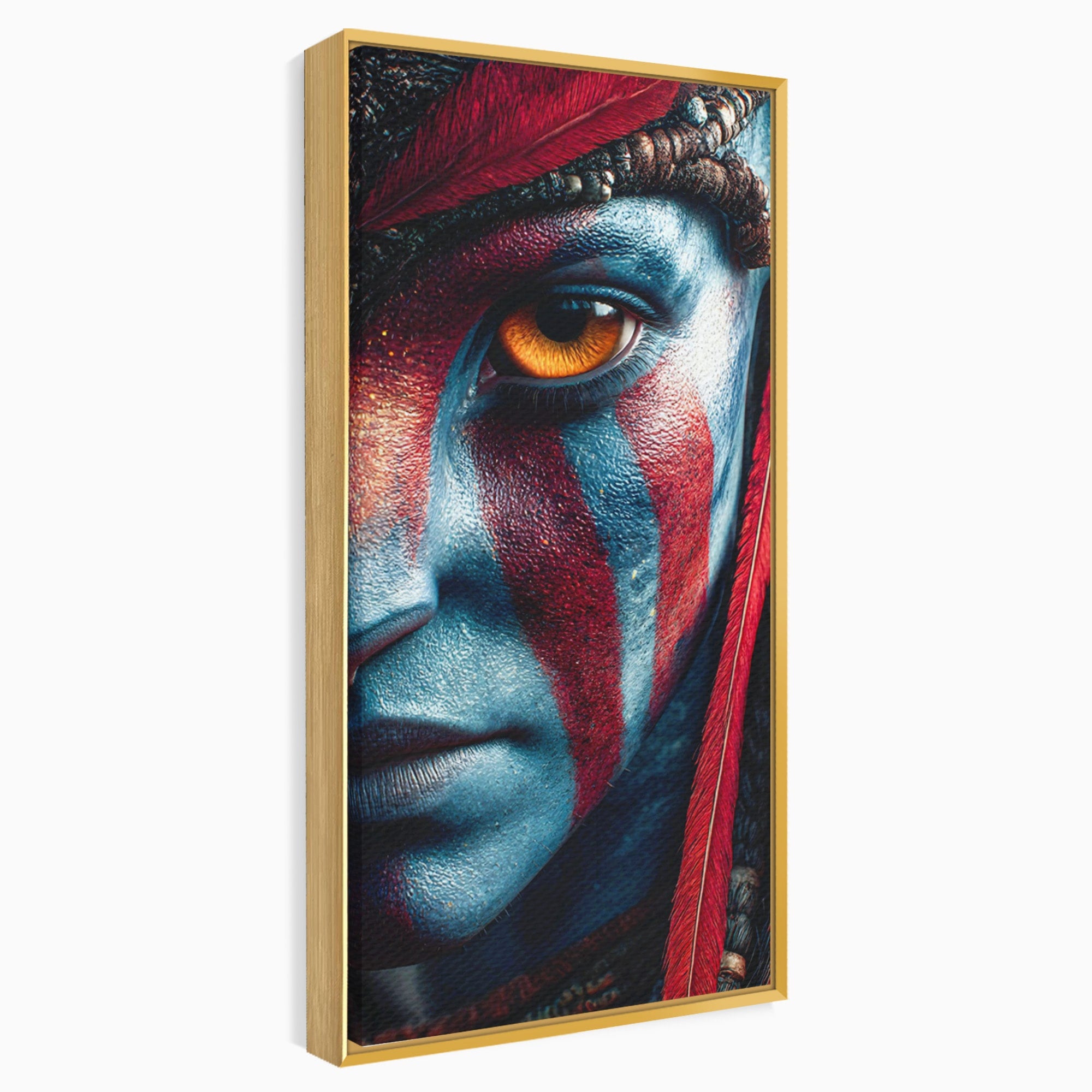 Tablou Canvas Premium LuxCanva® PI1252, Chipul Razboinicei, Portret, Fantezie, Neytiri, Detalii, Dormitor, Culori Vibrante