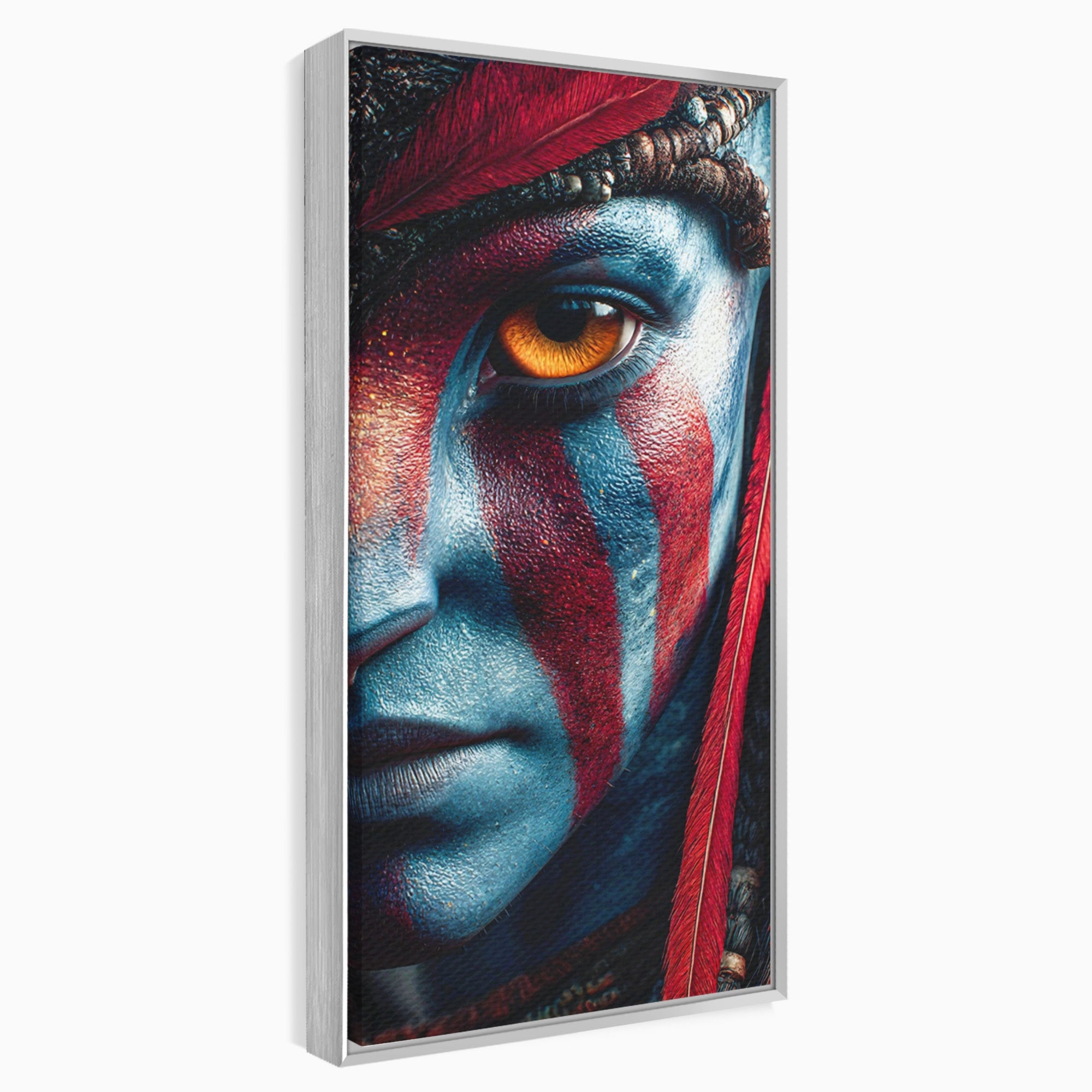 Tablou Canvas Premium LuxCanva® PI1252, Chipul Razboinicei, Portret, Fantezie, Neytiri, Detalii, Dormitor, Culori Vibrante