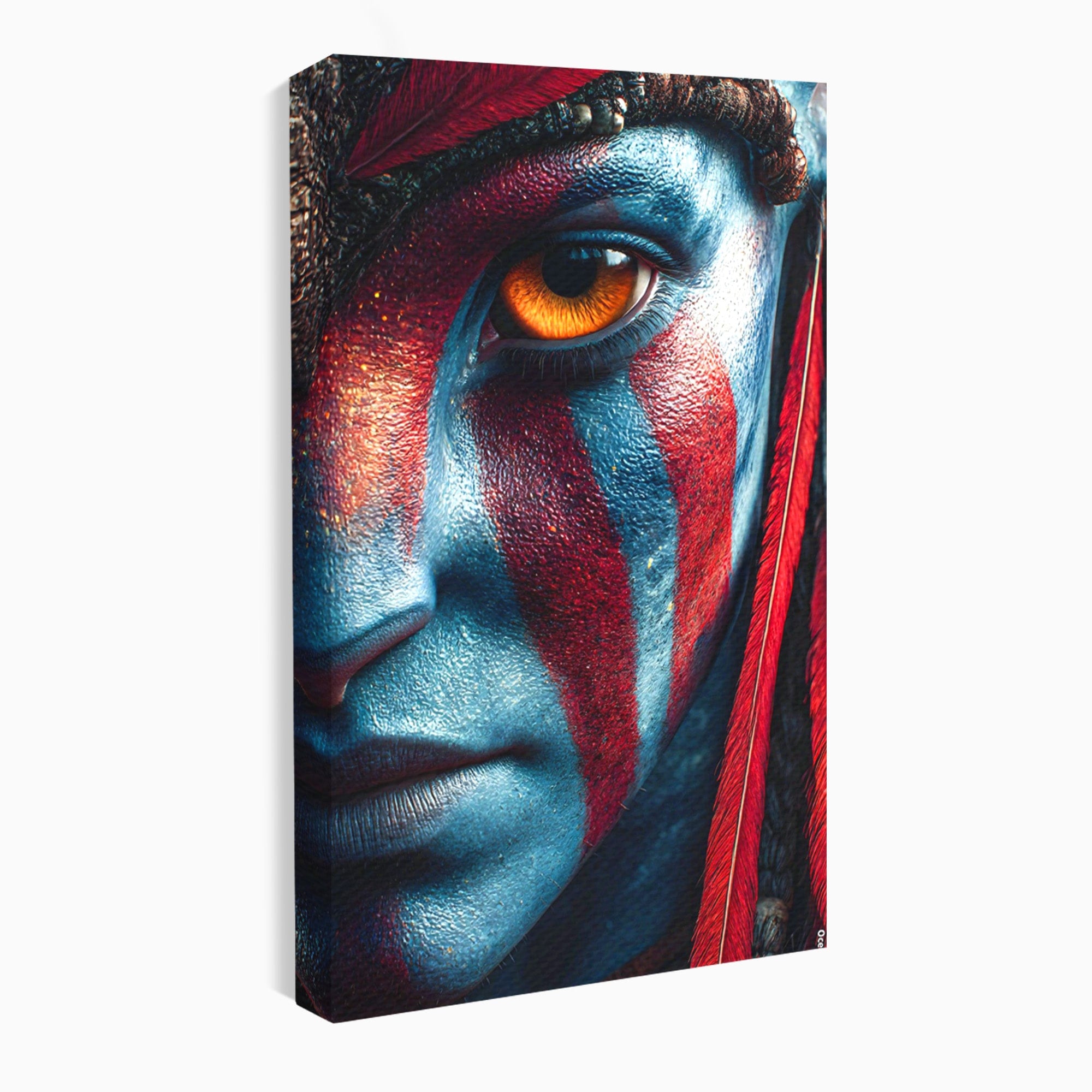 Tablou Canvas Premium LuxCanva® PI1252, Chipul Razboinicei, Portret, Fantezie, Neytiri, Detalii, Dormitor, Culori Vibrante