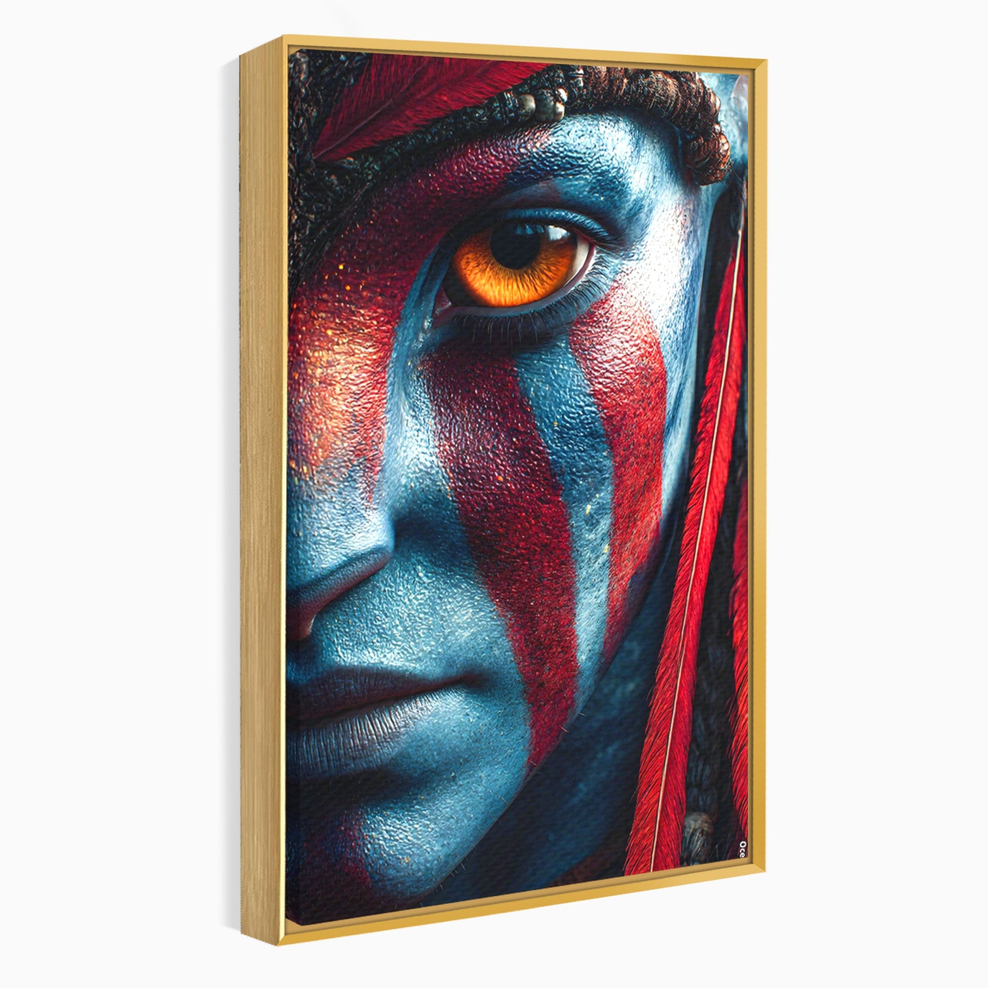 Tablou Canvas Premium LuxCanva® PI1252, Chipul Razboinicei, Portret, Fantezie, Neytiri, Detalii, Dormitor, Culori Vibrante