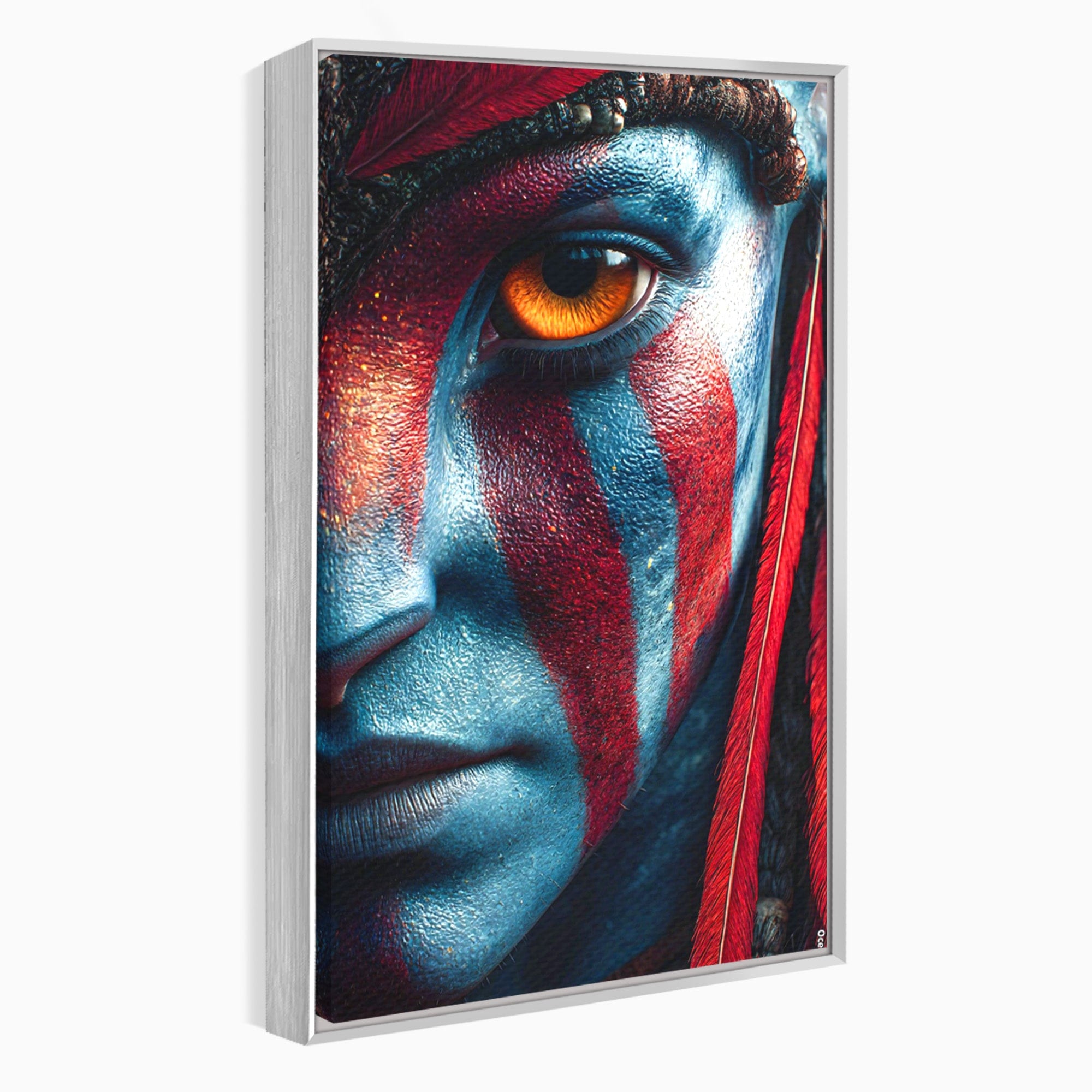 Tablou Canvas Premium LuxCanva® PI1252, Chipul Razboinicei, Portret, Fantezie, Neytiri, Detalii, Dormitor, Culori Vibrante
