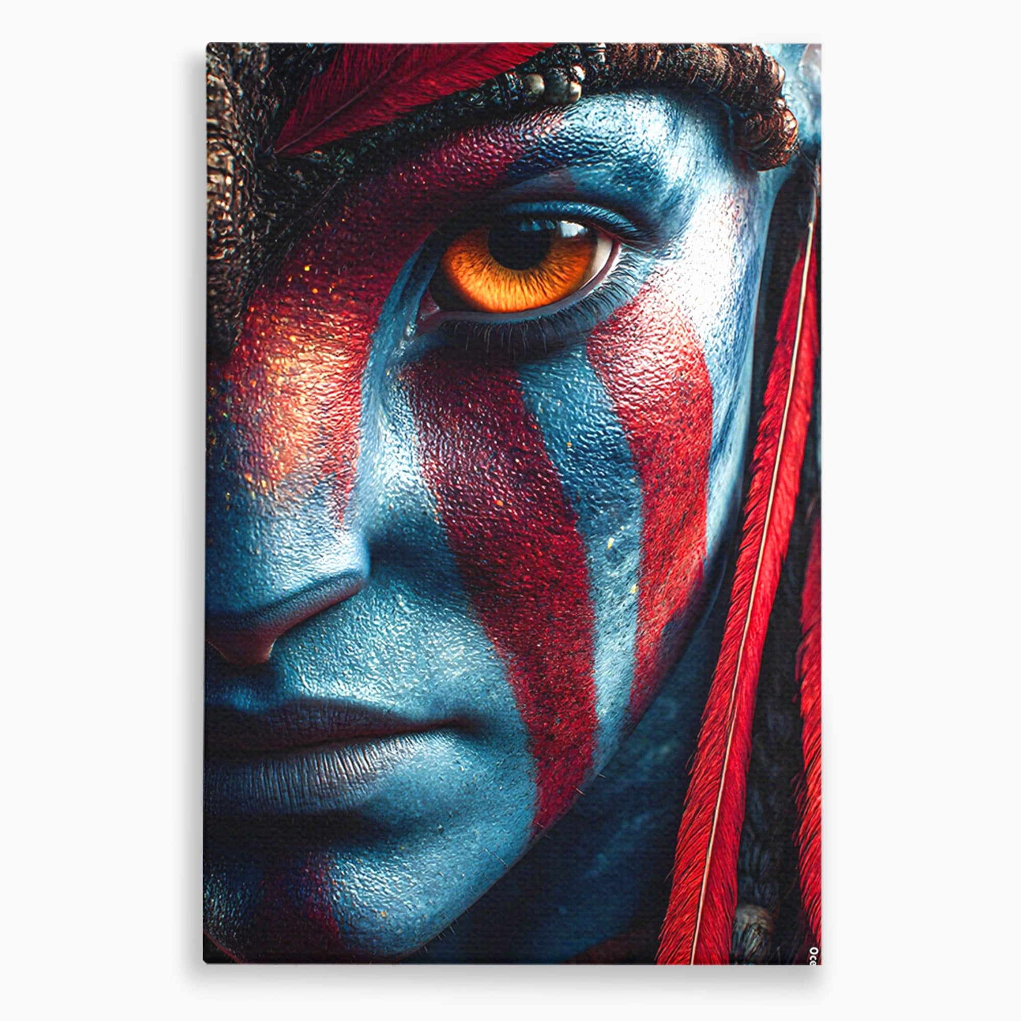 Tablou Canvas Premium LuxCanva® PI1252, Chipul Razboinicei, Portret, Fantezie, Neytiri, Detalii, Dormitor, Culori Vibrante