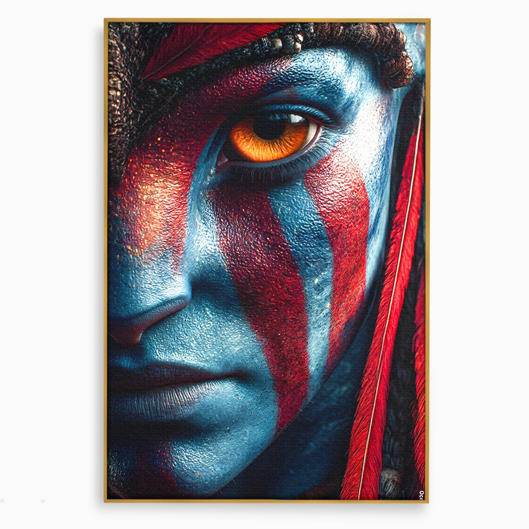 Tablou Canvas Premium LuxCanva® PI1252, Chipul Razboinicei, Portret, Fantezie, Neytiri, Detalii, Dormitor, Culori Vibrante