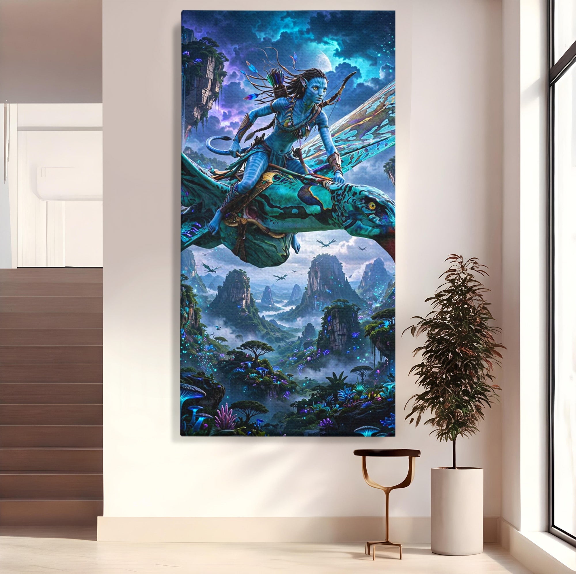 Tablou Canvas Premium LuxCanva® PI1253, Neytiri, Fantezie, Aventura, Avatar, Razboinica, Pandora, Living, Culori Vibrante