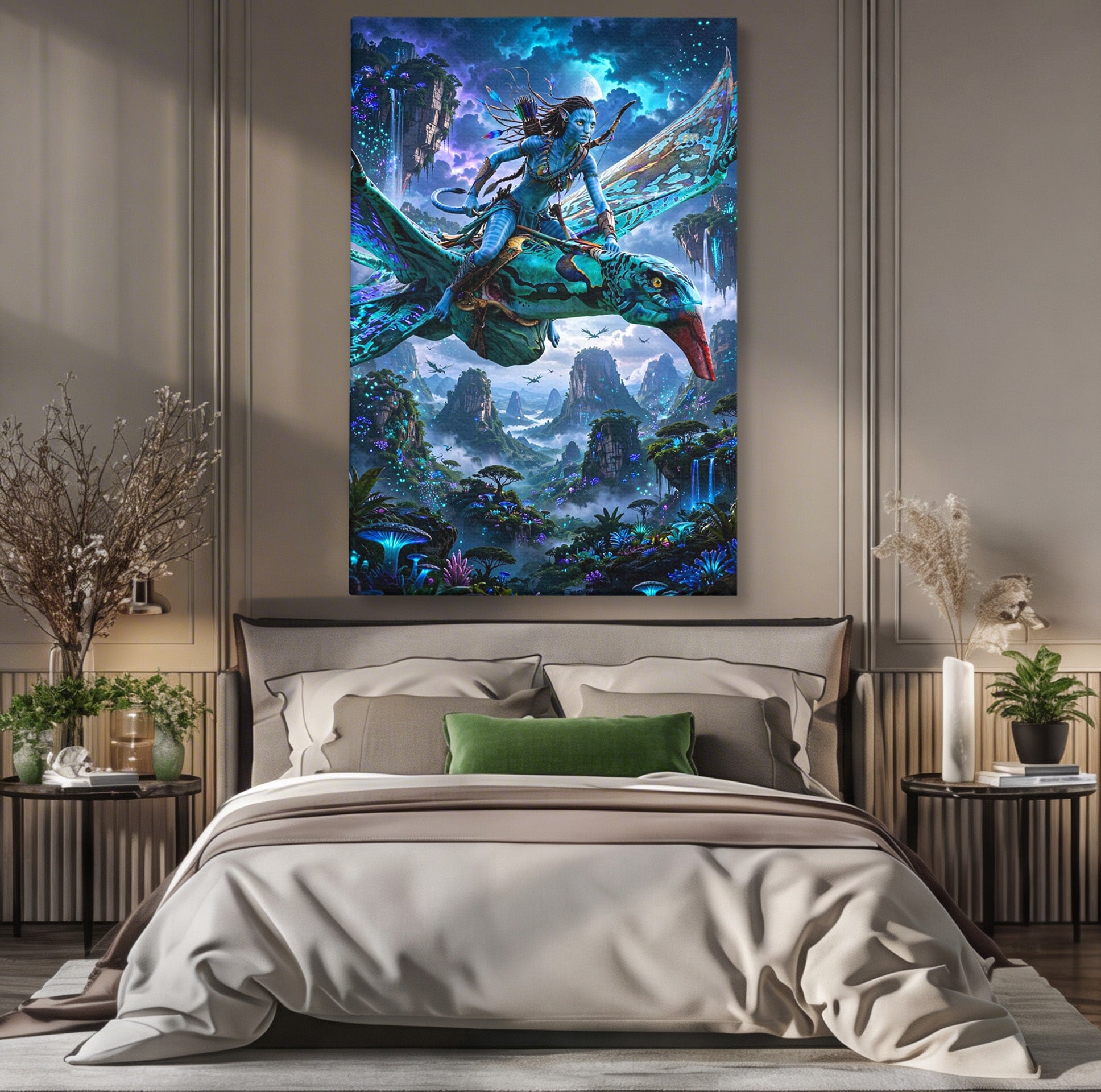 Tablou Canvas Premium LuxCanva® PI1253, Neytiri, Fantezie, Aventura, Avatar, Razboinica, Pandora, Living, Culori Vibrante