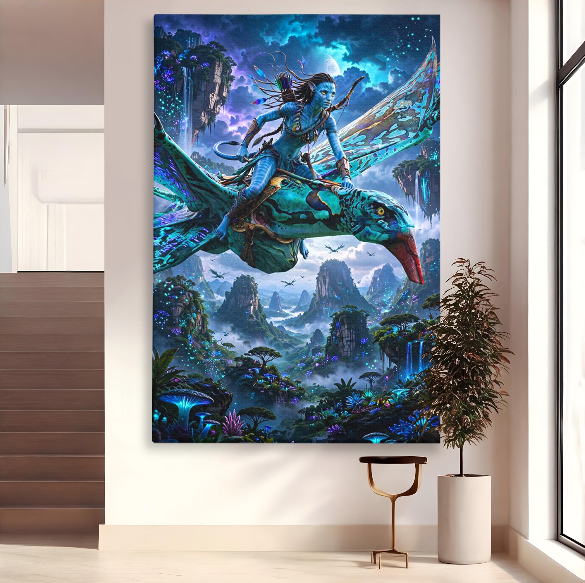 Tablou Canvas Premium LuxCanva® PI1253, Neytiri, Fantezie, Aventura, Avatar, Razboinica, Pandora, Living, Culori Vibrante