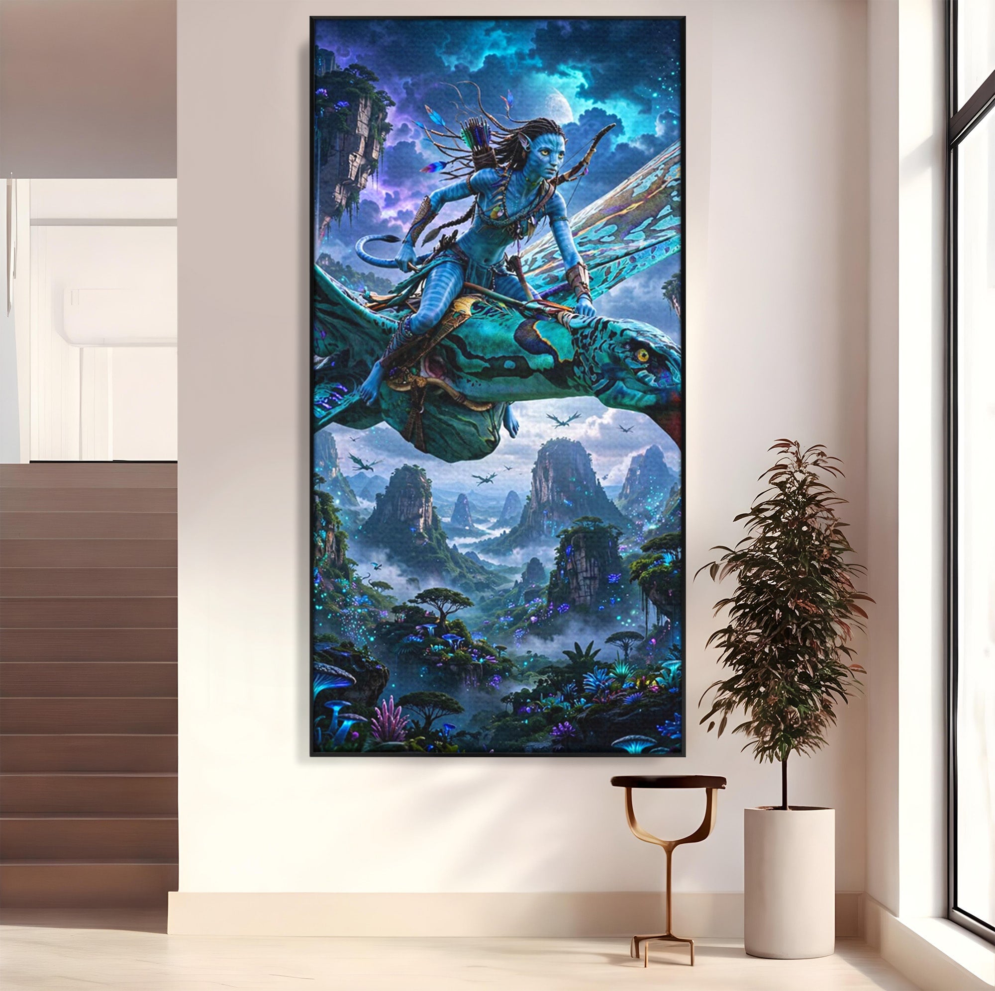 Tablou Canvas Premium LuxCanva® PI1253, Neytiri, Fantezie, Aventura, Avatar, Razboinica, Pandora, Living, Culori Vibrante
