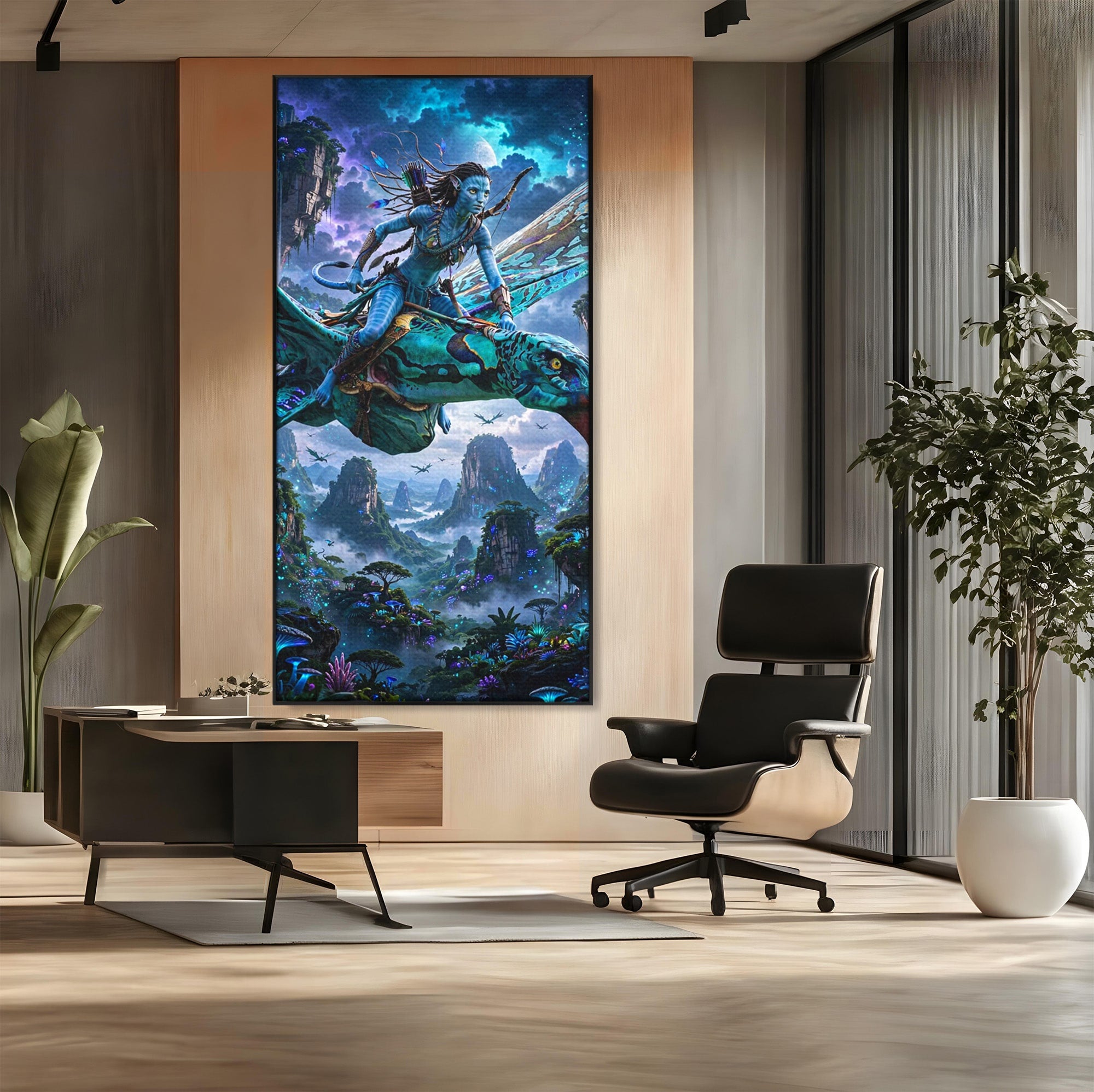 Tablou Canvas Premium LuxCanva® PI1253, Neytiri, Fantezie, Aventura, Avatar, Razboinica, Pandora, Living, Culori Vibrante