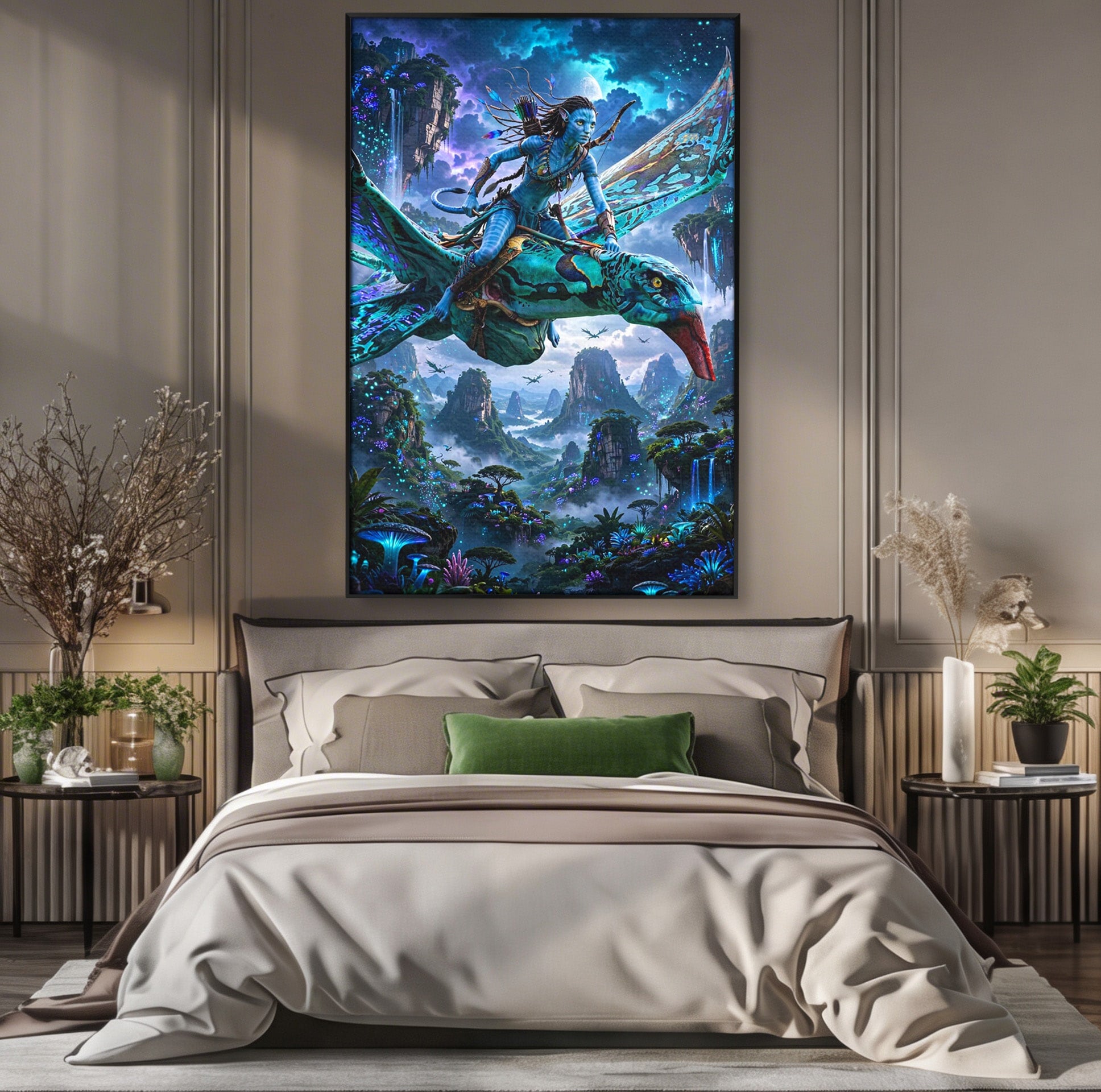 Tablou Canvas Premium LuxCanva® PI1253, Neytiri, Fantezie, Aventura, Avatar, Razboinica, Pandora, Living, Culori Vibrante