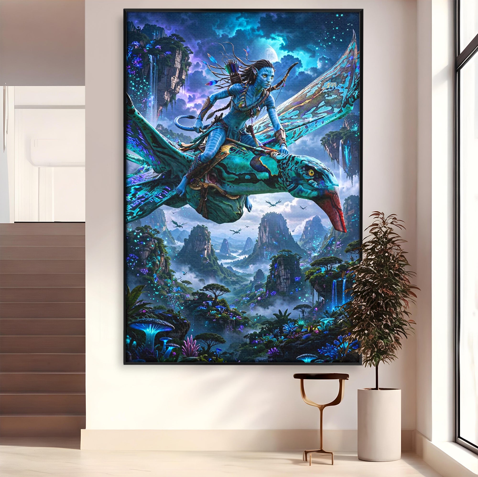 Tablou Canvas Premium LuxCanva® PI1253, Neytiri, Fantezie, Aventura, Avatar, Razboinica, Pandora, Living, Culori Vibrante