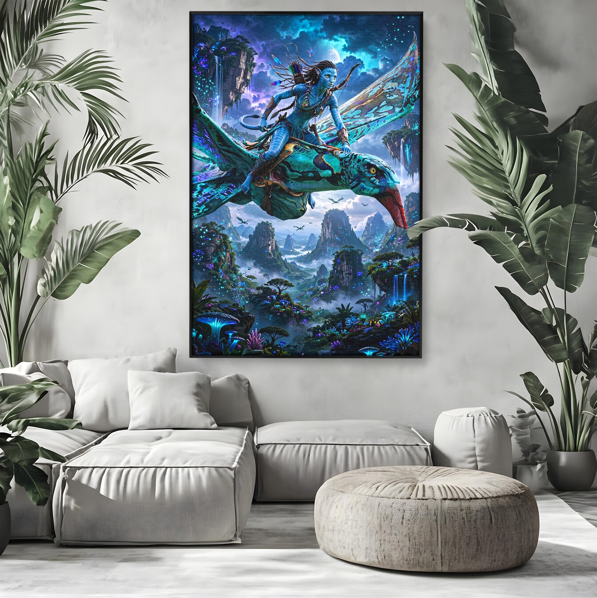Tablou Canvas Premium LuxCanva® PI1253, Neytiri, Fantezie, Aventura, Avatar, Razboinica, Pandora, Living, Culori Vibrante