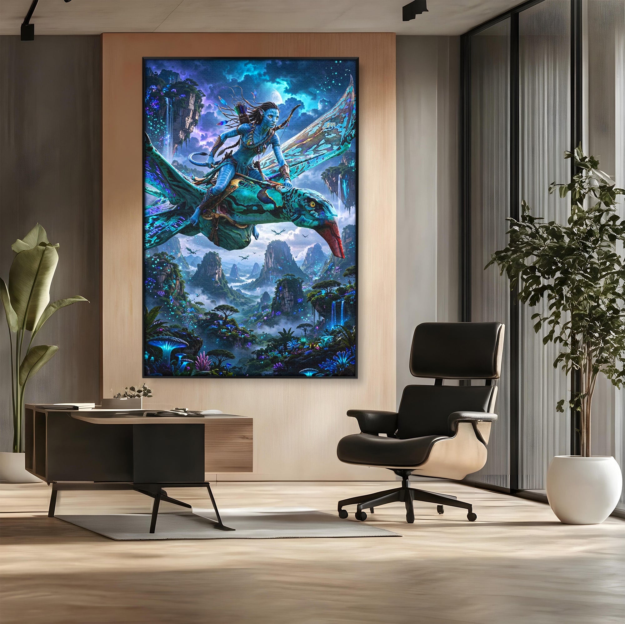 Tablou Canvas Premium LuxCanva® PI1253, Neytiri, Fantezie, Aventura, Avatar, Razboinica, Pandora, Living, Culori Vibrante