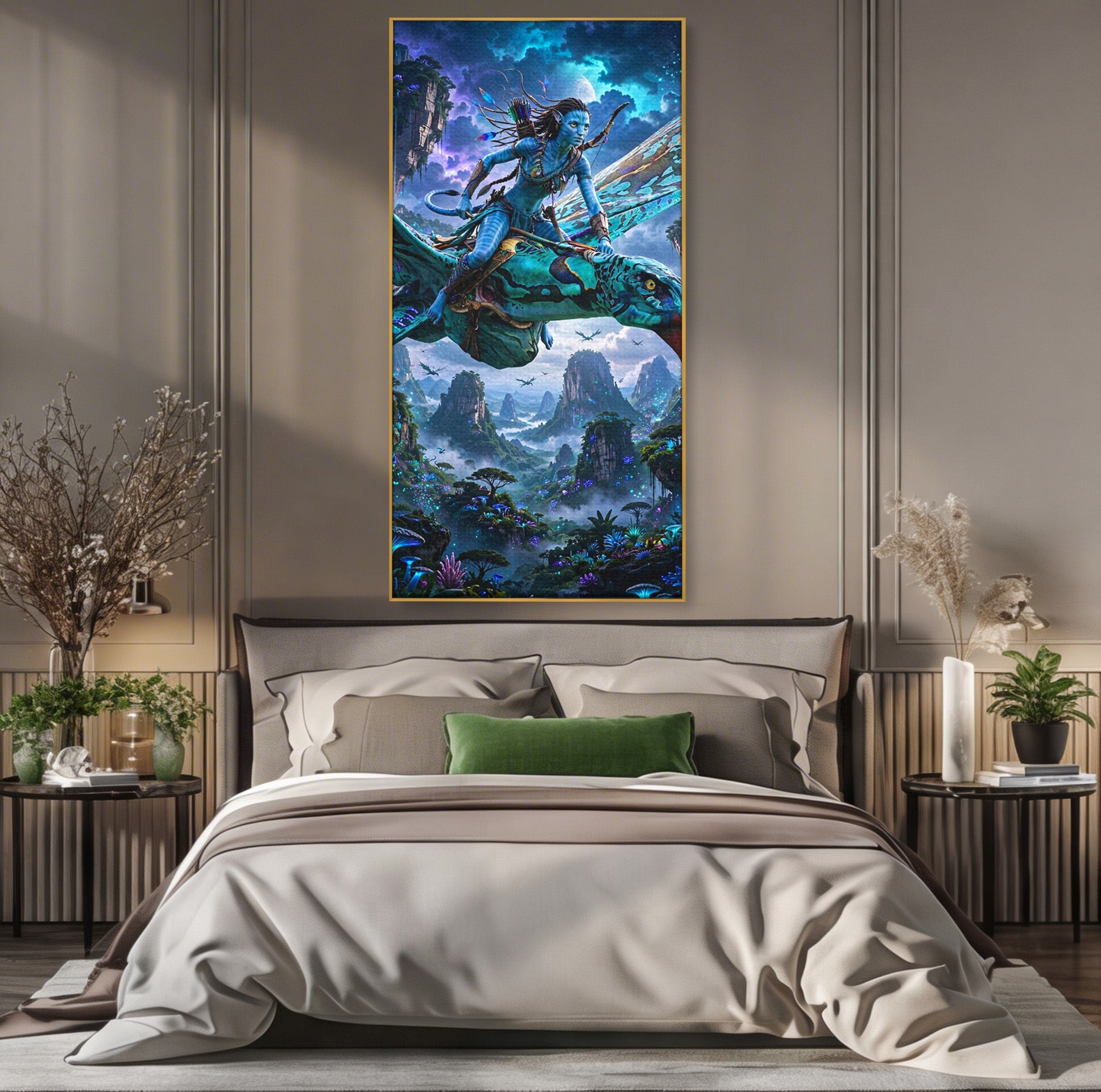 Tablou Canvas Premium LuxCanva® PI1253, Neytiri, Fantezie, Aventura, Avatar, Razboinica, Pandora, Living, Culori Vibrante