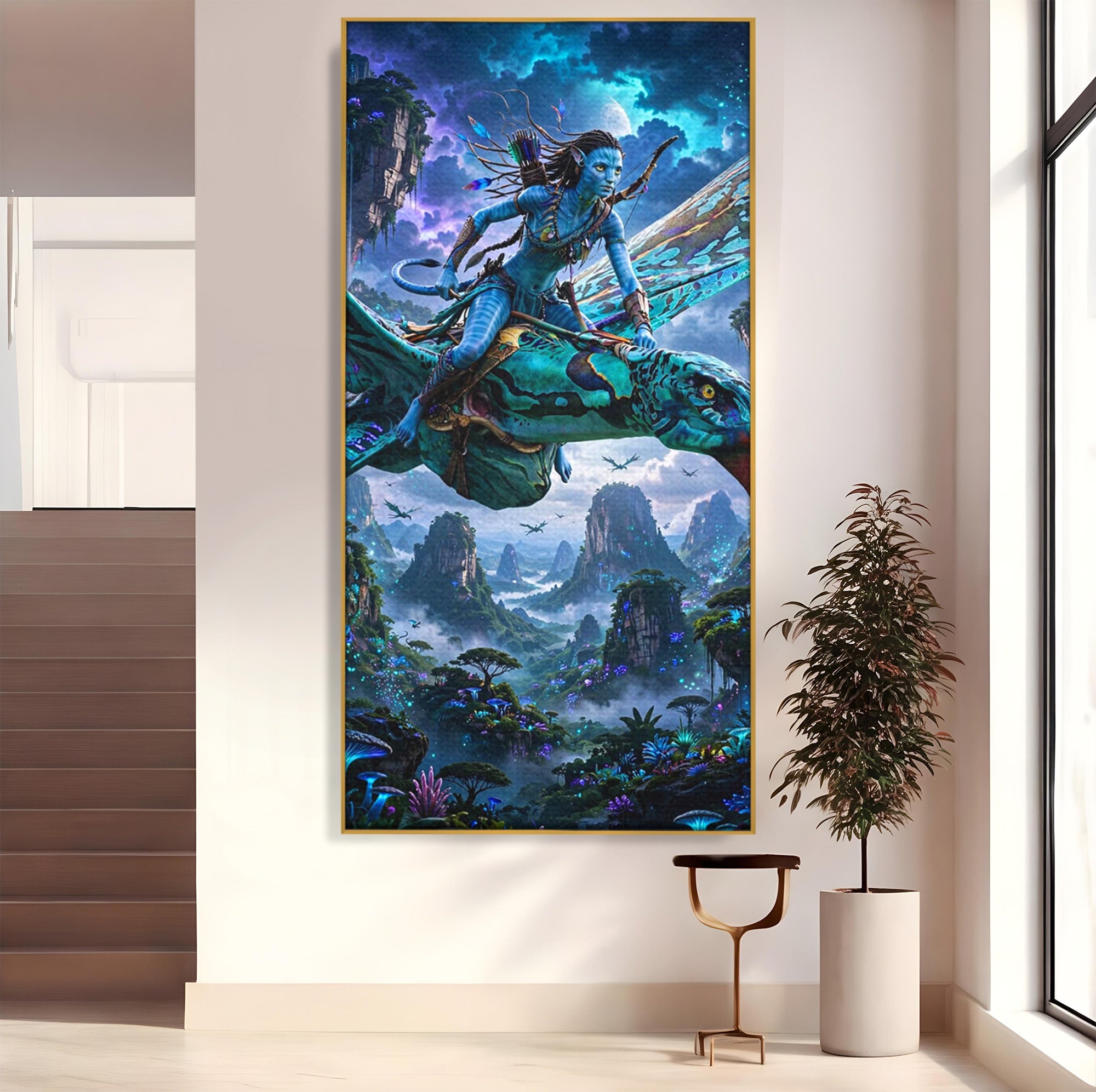 Tablou Canvas Premium LuxCanva® PI1253, Neytiri, Fantezie, Aventura, Avatar, Razboinica, Pandora, Living, Culori Vibrante