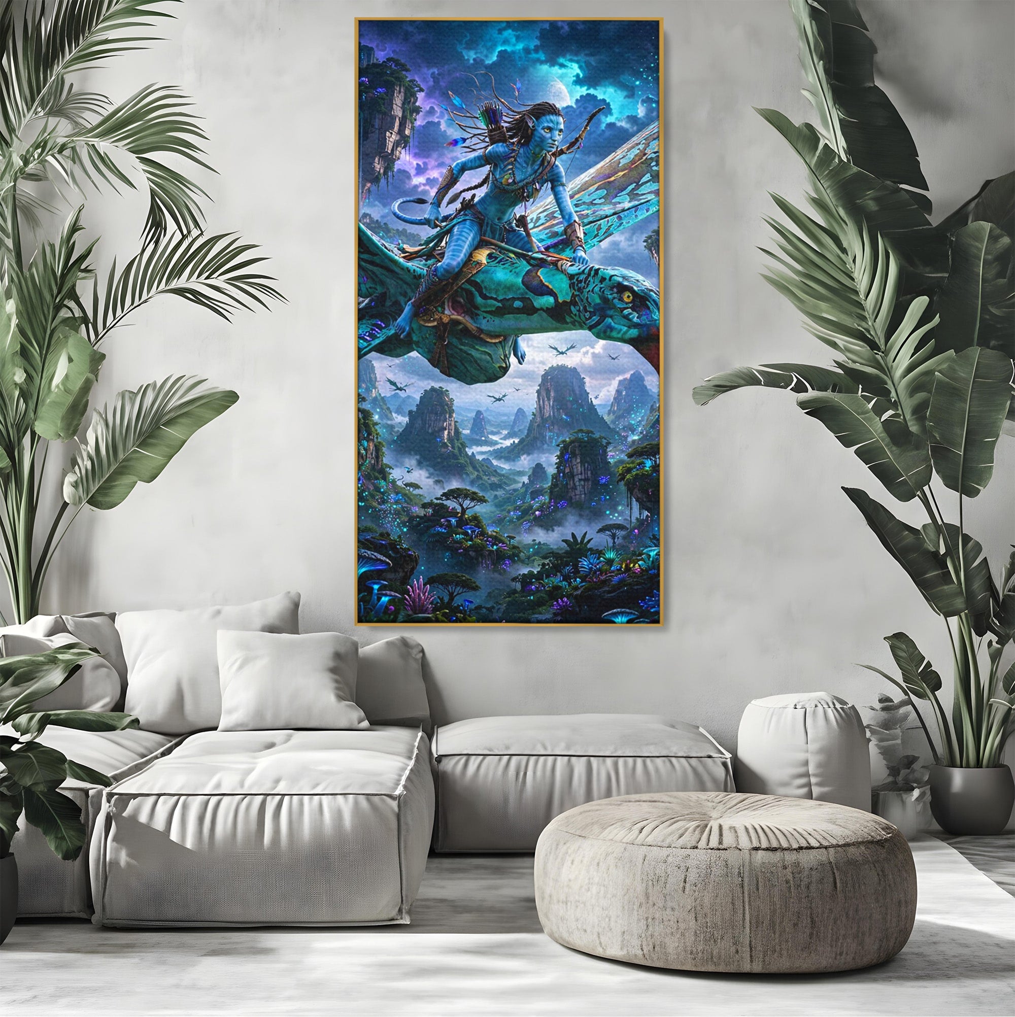 Tablou Canvas Premium LuxCanva® PI1253, Neytiri, Fantezie, Aventura, Avatar, Razboinica, Pandora, Living, Culori Vibrante