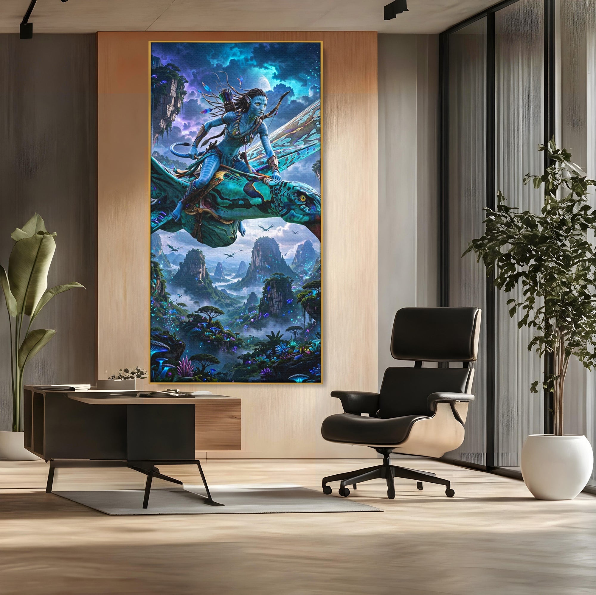 Tablou Canvas Premium LuxCanva® PI1253, Neytiri, Fantezie, Aventura, Avatar, Razboinica, Pandora, Living, Culori Vibrante