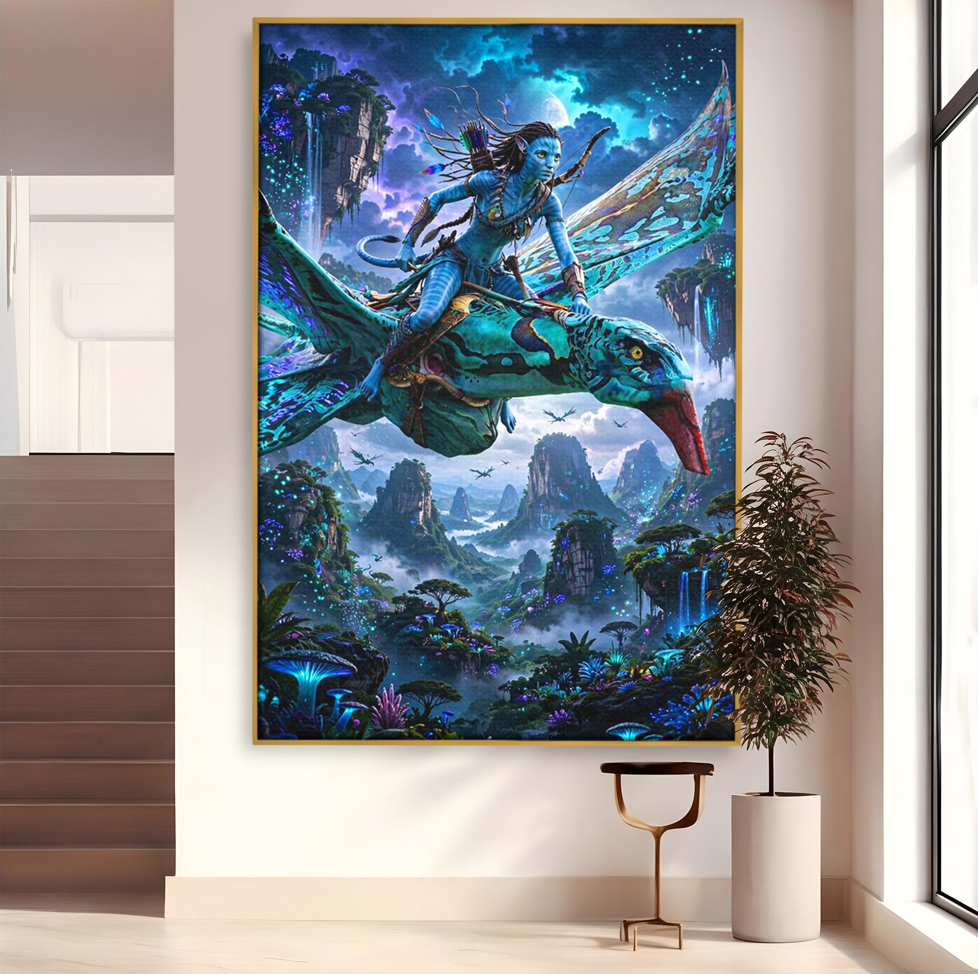 Tablou Canvas Premium LuxCanva® PI1253, Neytiri, Fantezie, Aventura, Avatar, Razboinica, Pandora, Living, Culori Vibrante