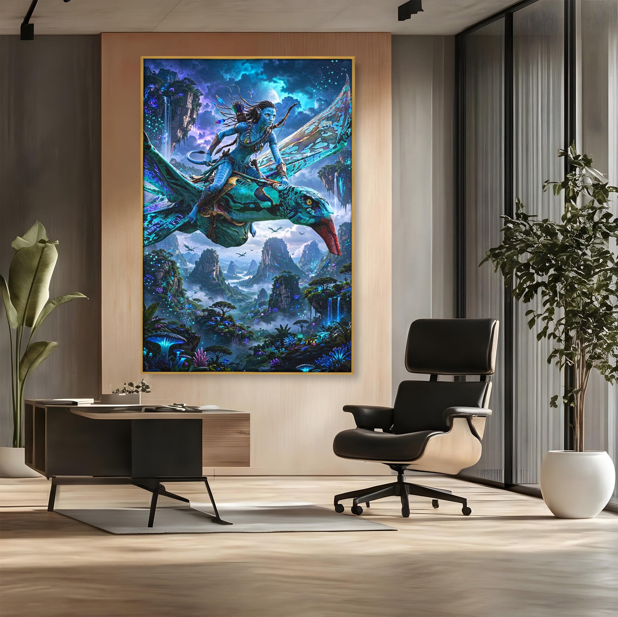 Tablou Canvas Premium LuxCanva® PI1253, Neytiri, Fantezie, Aventura, Avatar, Razboinica, Pandora, Living, Culori Vibrante