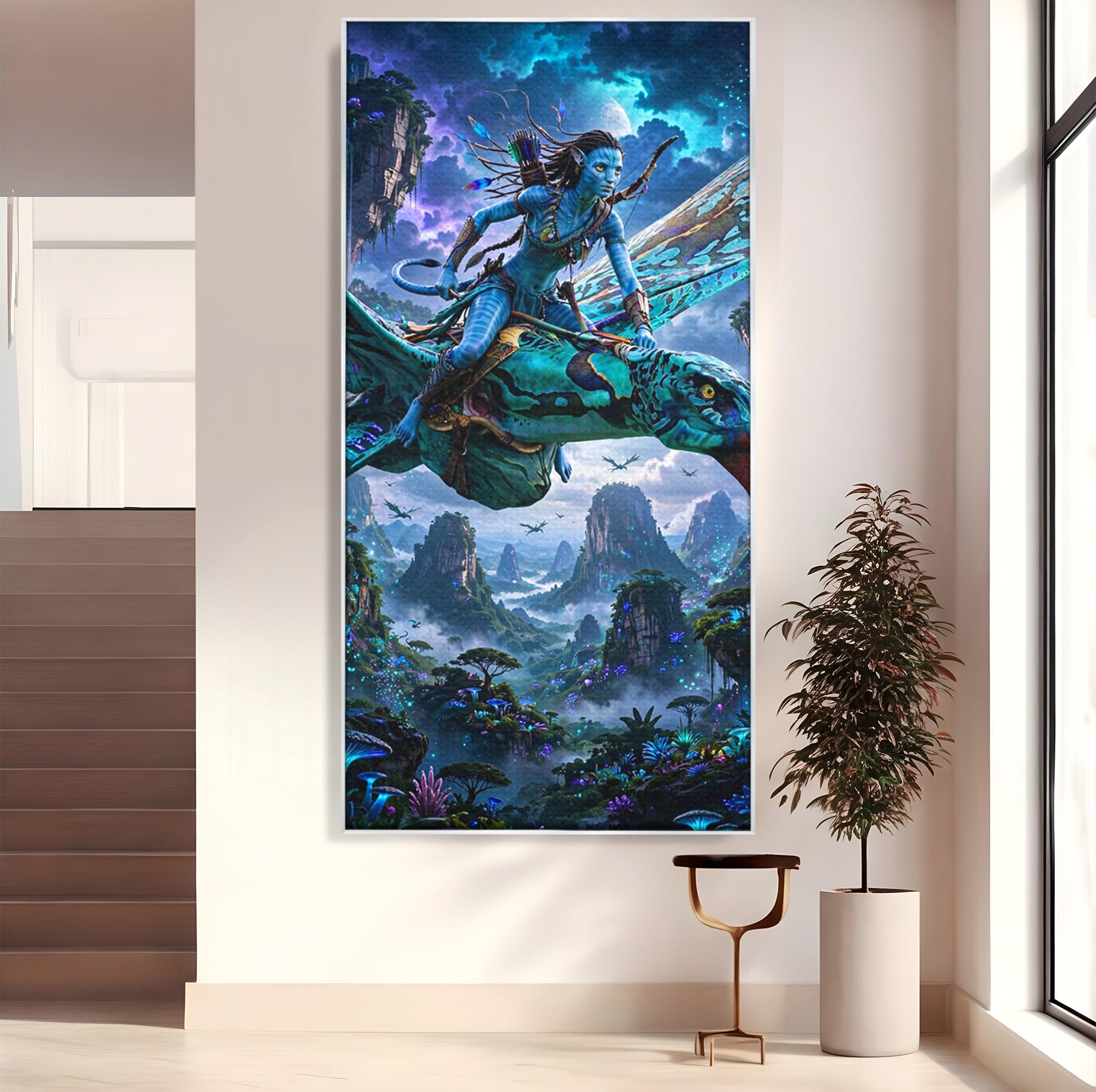 Tablou Canvas Premium LuxCanva® PI1253, Neytiri, Fantezie, Aventura, Avatar, Razboinica, Pandora, Living, Culori Vibrante