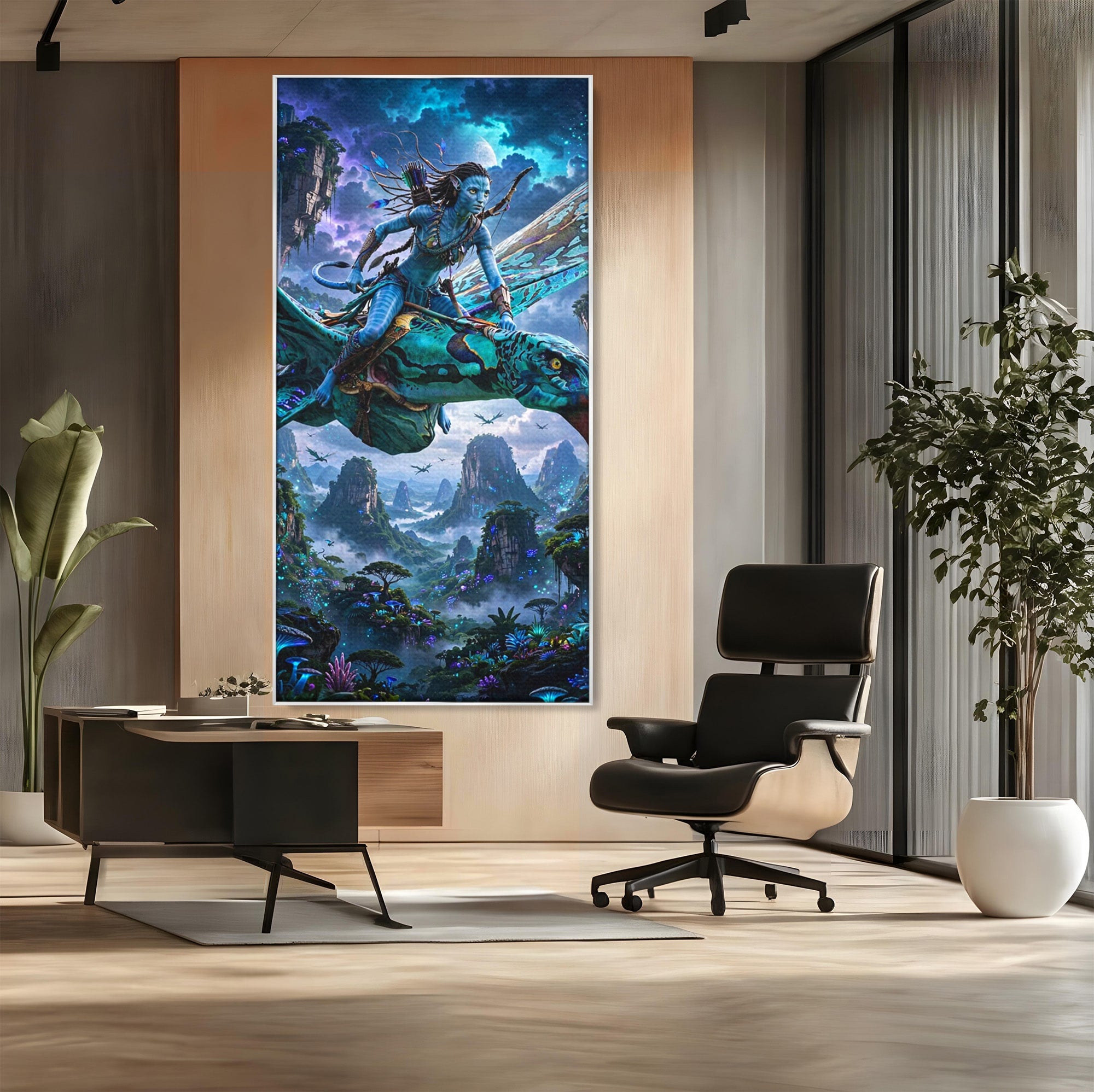 Tablou Canvas Premium LuxCanva® PI1253, Neytiri, Fantezie, Aventura, Avatar, Razboinica, Pandora, Living, Culori Vibrante