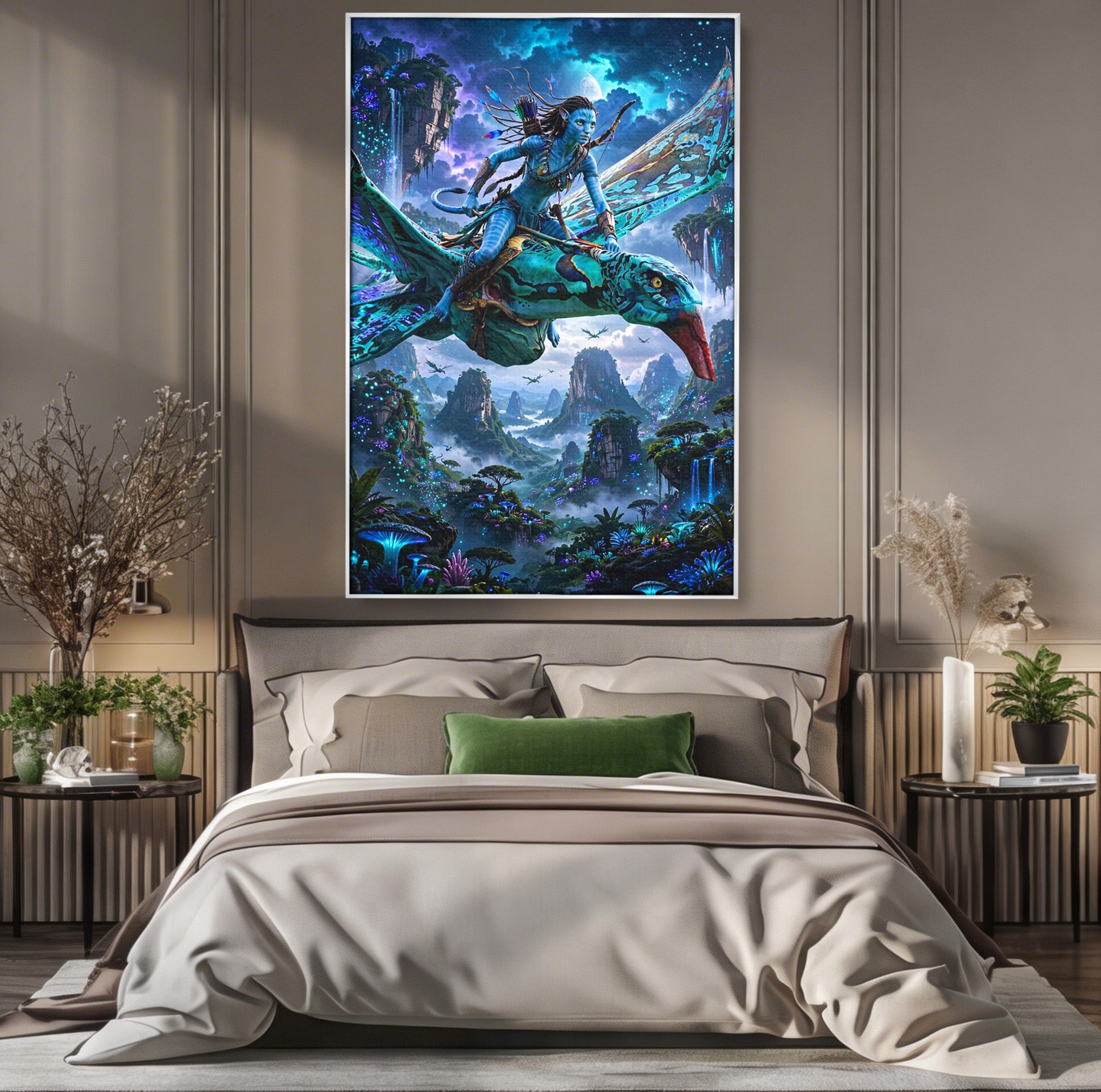 Tablou Canvas Premium LuxCanva® PI1253, Neytiri, Fantezie, Aventura, Avatar, Razboinica, Pandora, Living, Culori Vibrante