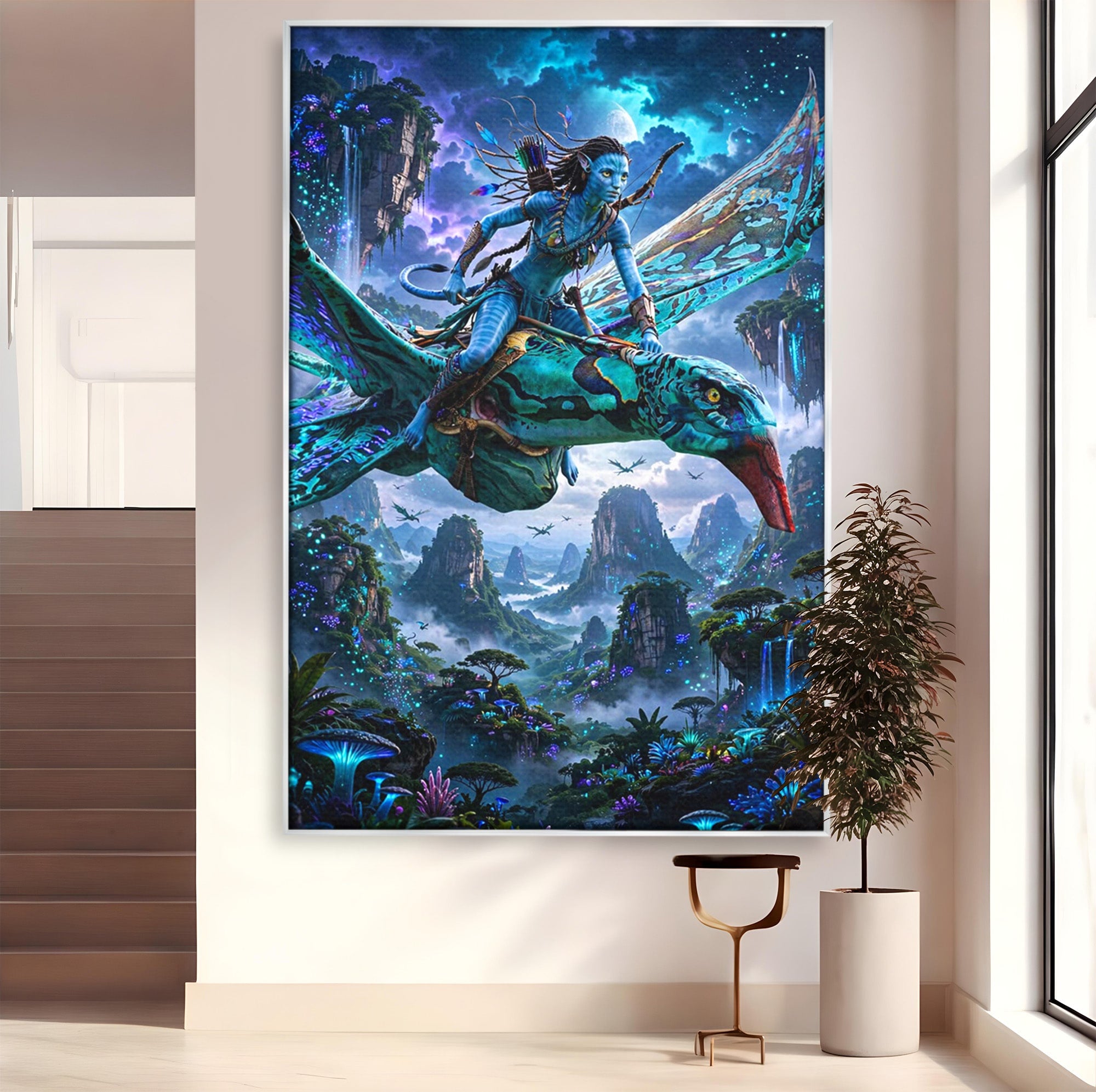 Tablou Canvas Premium LuxCanva® PI1253, Neytiri, Fantezie, Aventura, Avatar, Razboinica, Pandora, Living, Culori Vibrante