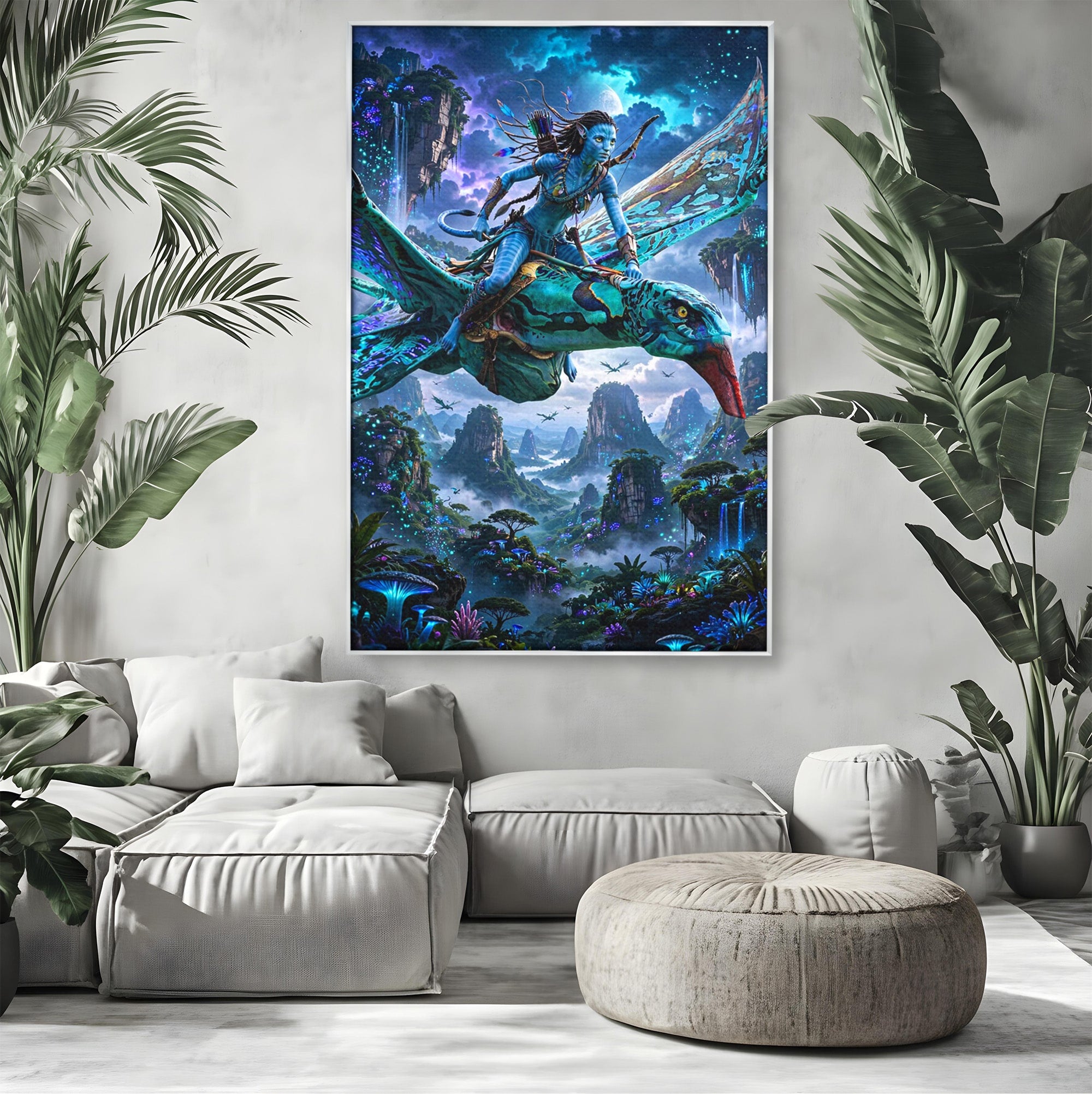 Tablou Canvas Premium LuxCanva® PI1253, Neytiri, Fantezie, Aventura, Avatar, Razboinica, Pandora, Living, Culori Vibrante