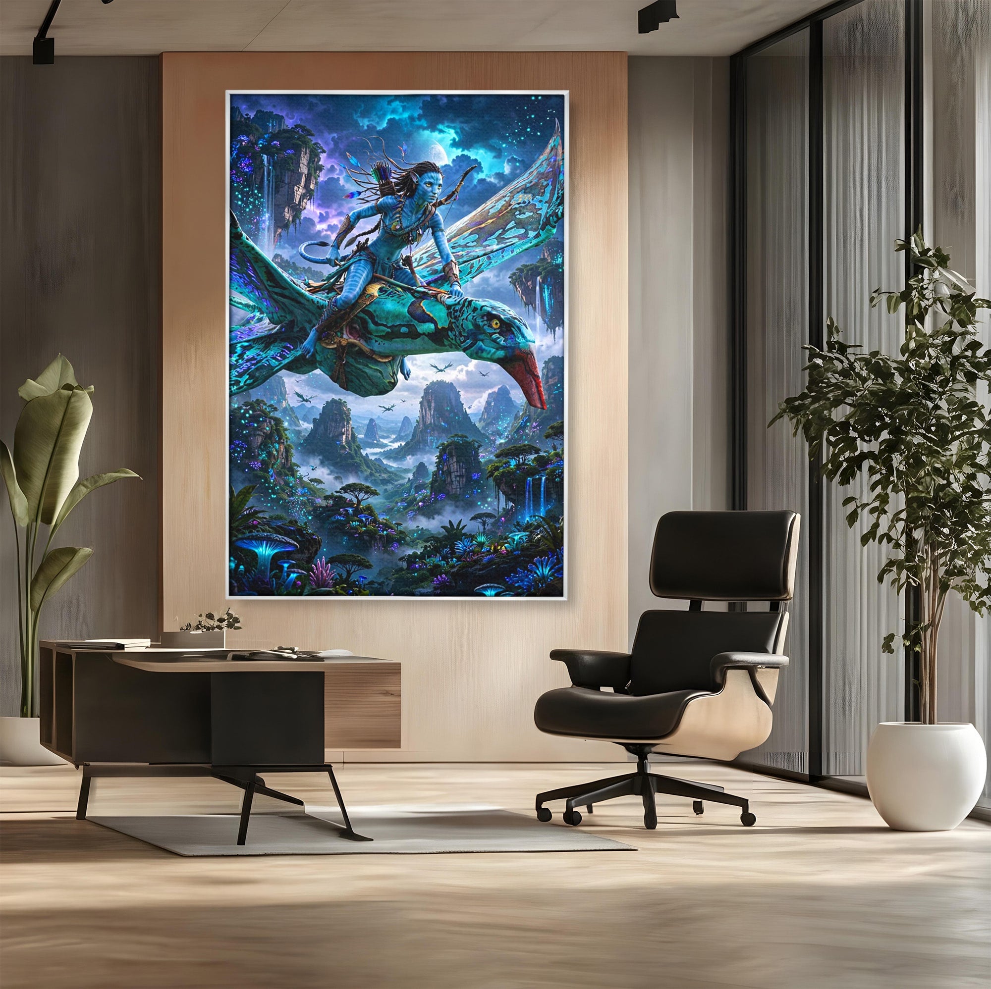 Tablou Canvas Premium LuxCanva® PI1253, Neytiri, Fantezie, Aventura, Avatar, Razboinica, Pandora, Living, Culori Vibrante