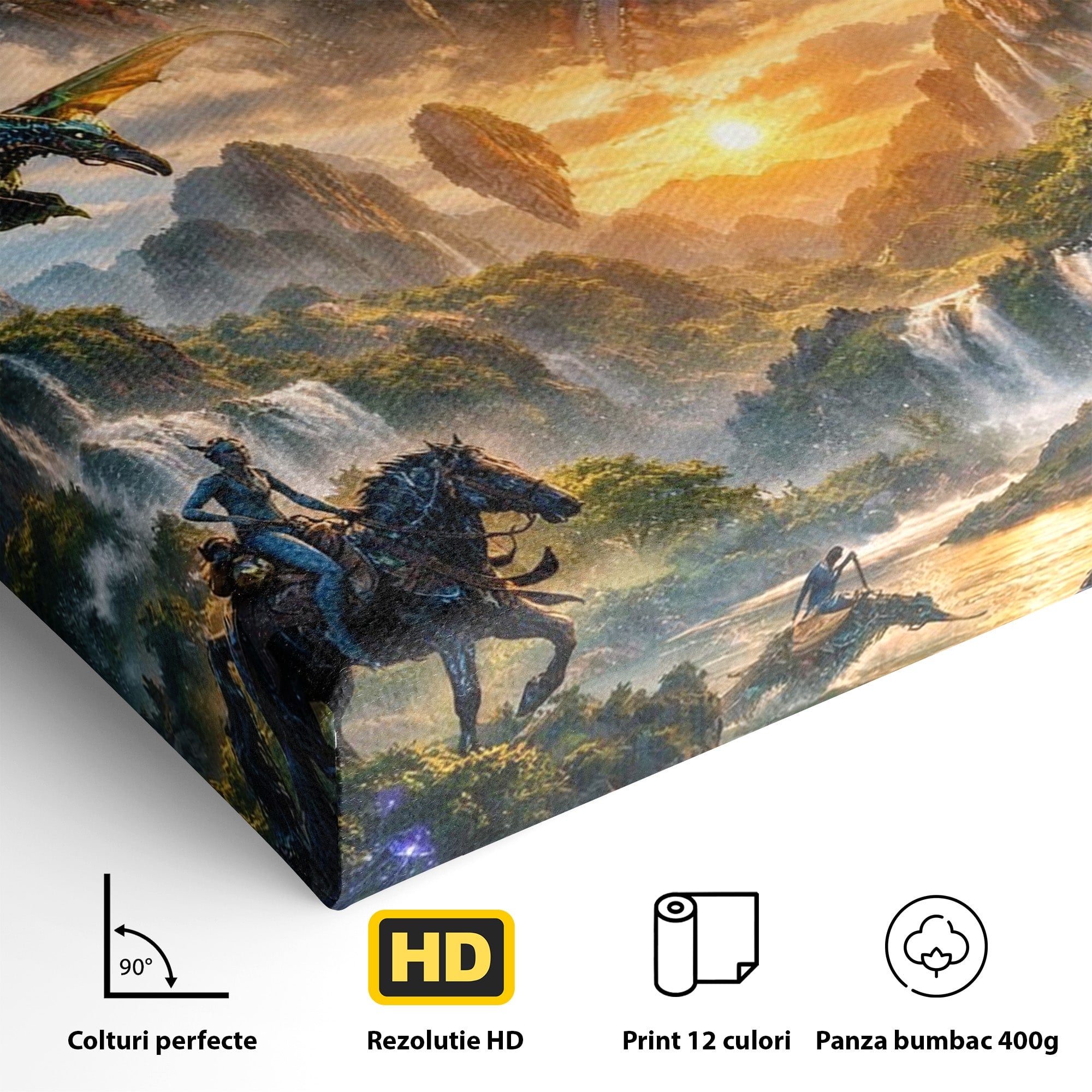 Tablou Canvas Premium LuxCanva® PI1255, Lumea Pandora, Fantezie, Peisaj, Creaturi, Futurist, Living, Culori Vibrante