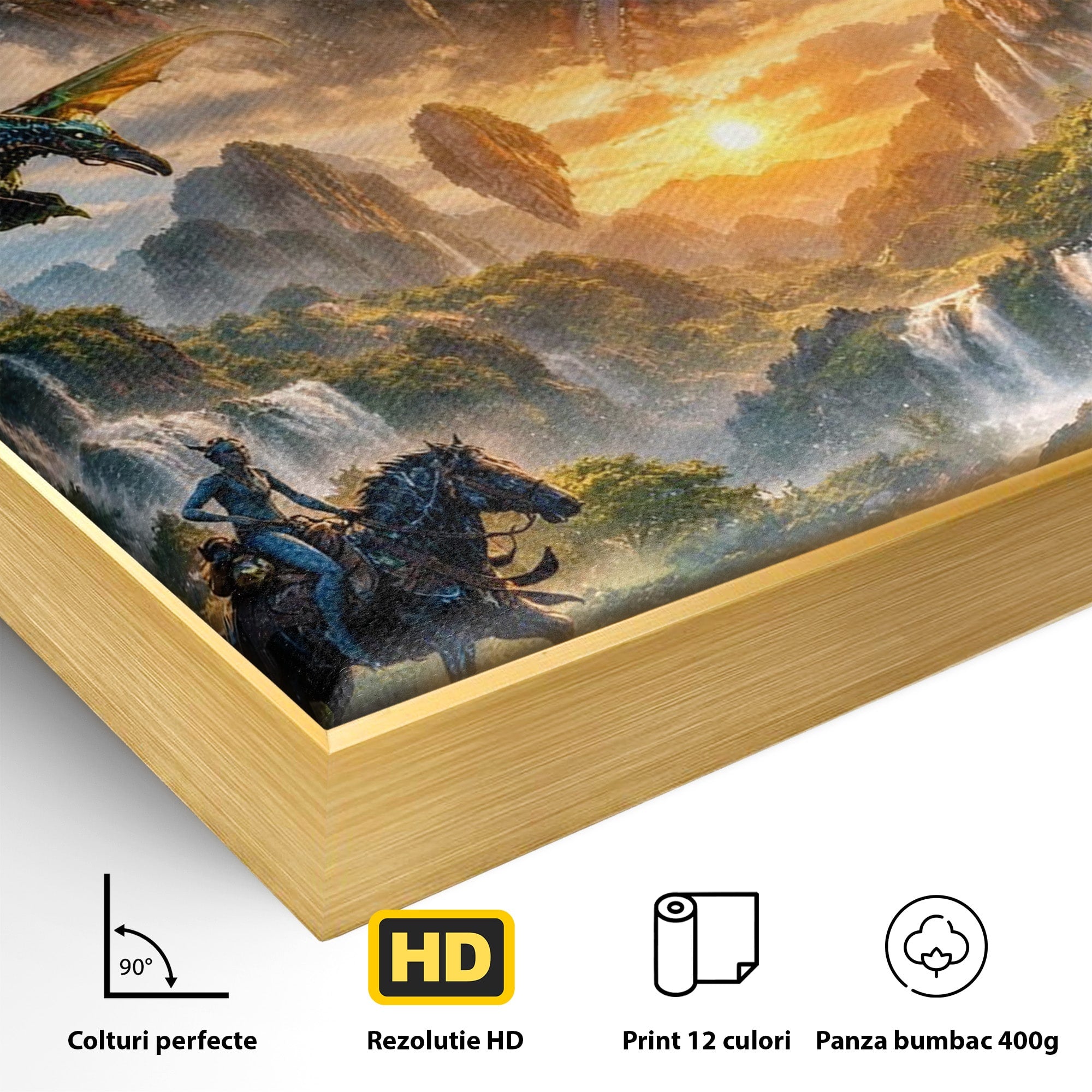 Tablou Canvas Premium LuxCanva® PI1255, Lumea Pandora, Fantezie, Peisaj, Creaturi, Futurist, Living, Culori Vibrante