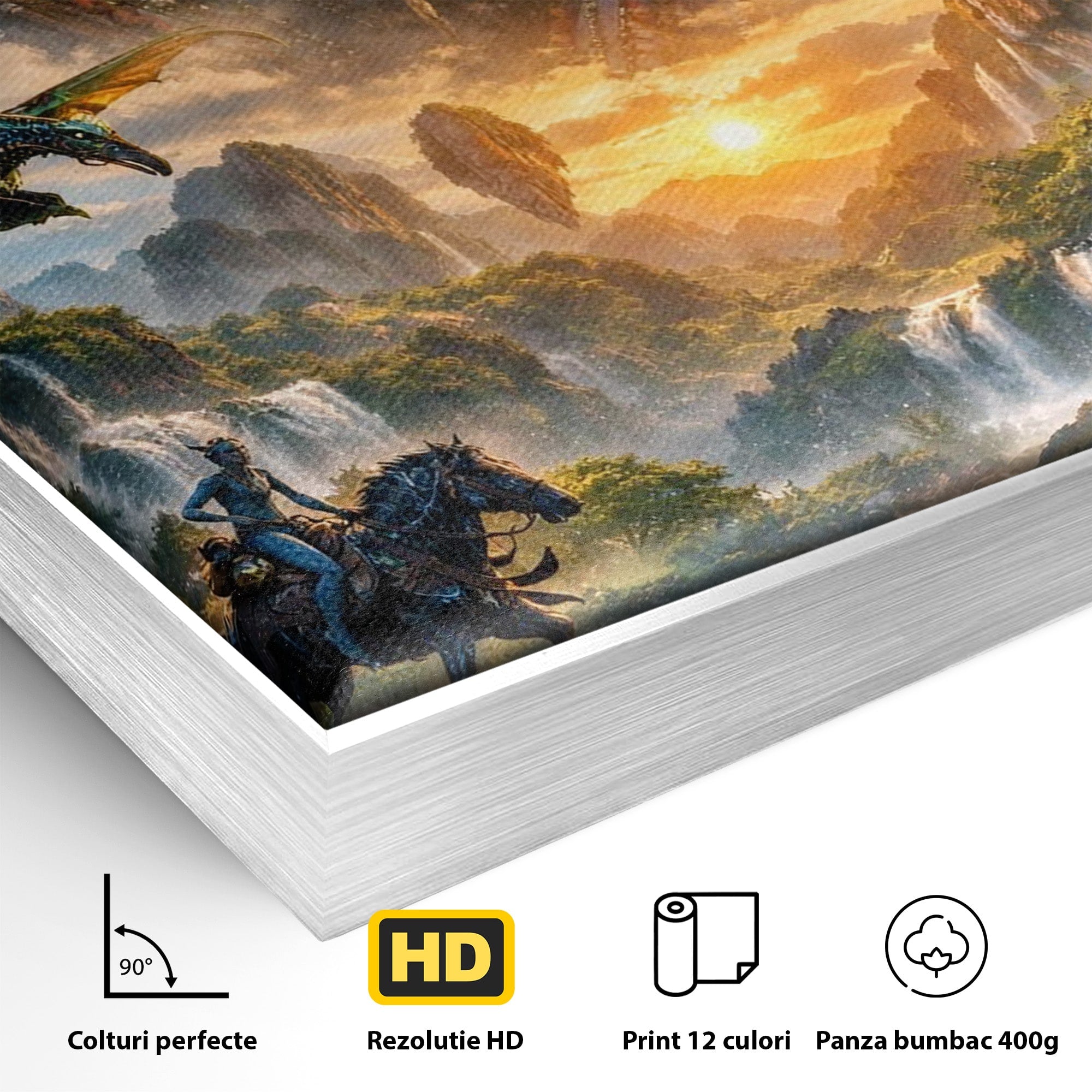 Tablou Canvas Premium LuxCanva® PI1255, Lumea Pandora, Fantezie, Peisaj, Creaturi, Futurist, Living, Culori Vibrante