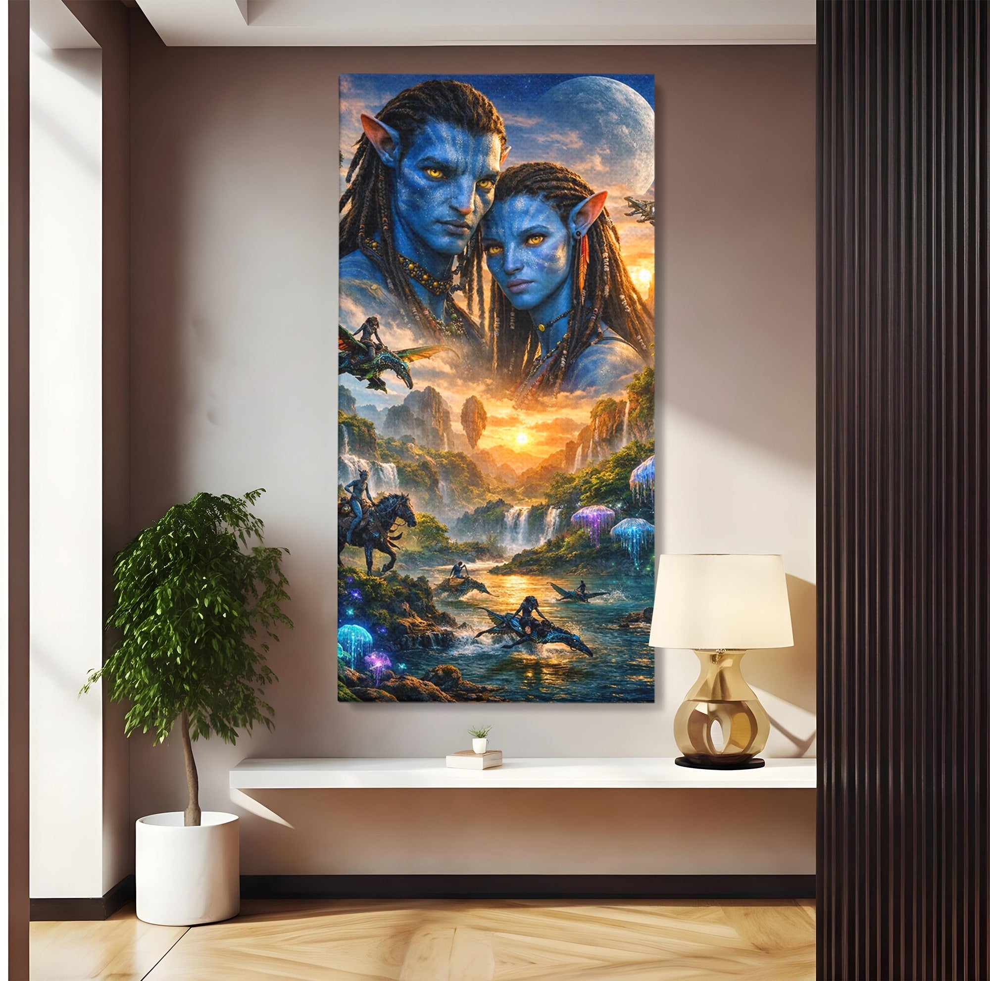 Tablou Canvas Premium LuxCanva® PI1255, Lumea Pandora, Fantezie, Peisaj, Creaturi, Futurist, Living, Culori Vibrante