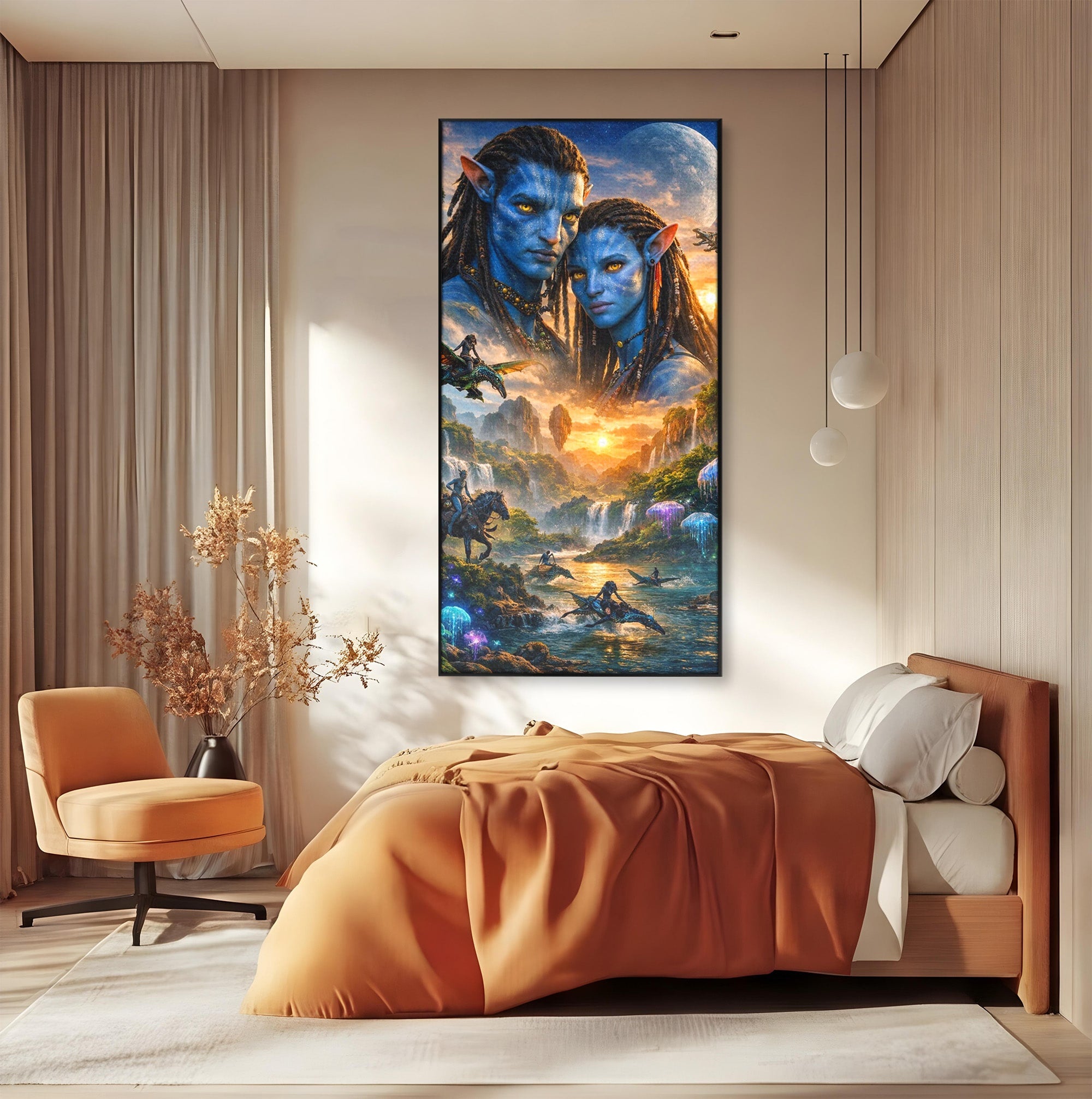 Tablou Canvas Premium LuxCanva® PI1255, Lumea Pandora, Fantezie, Peisaj, Creaturi, Futurist, Living, Culori Vibrante