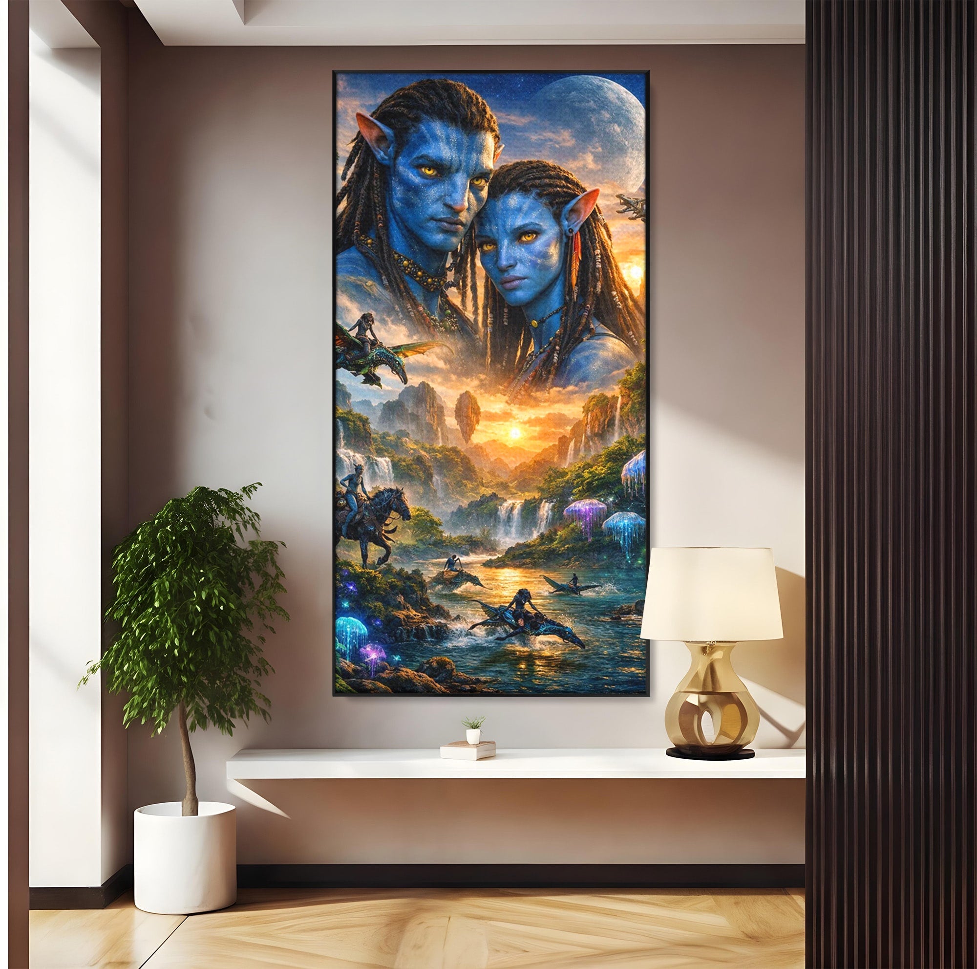 Tablou Canvas Premium LuxCanva® PI1255, Lumea Pandora, Fantezie, Peisaj, Creaturi, Futurist, Living, Culori Vibrante