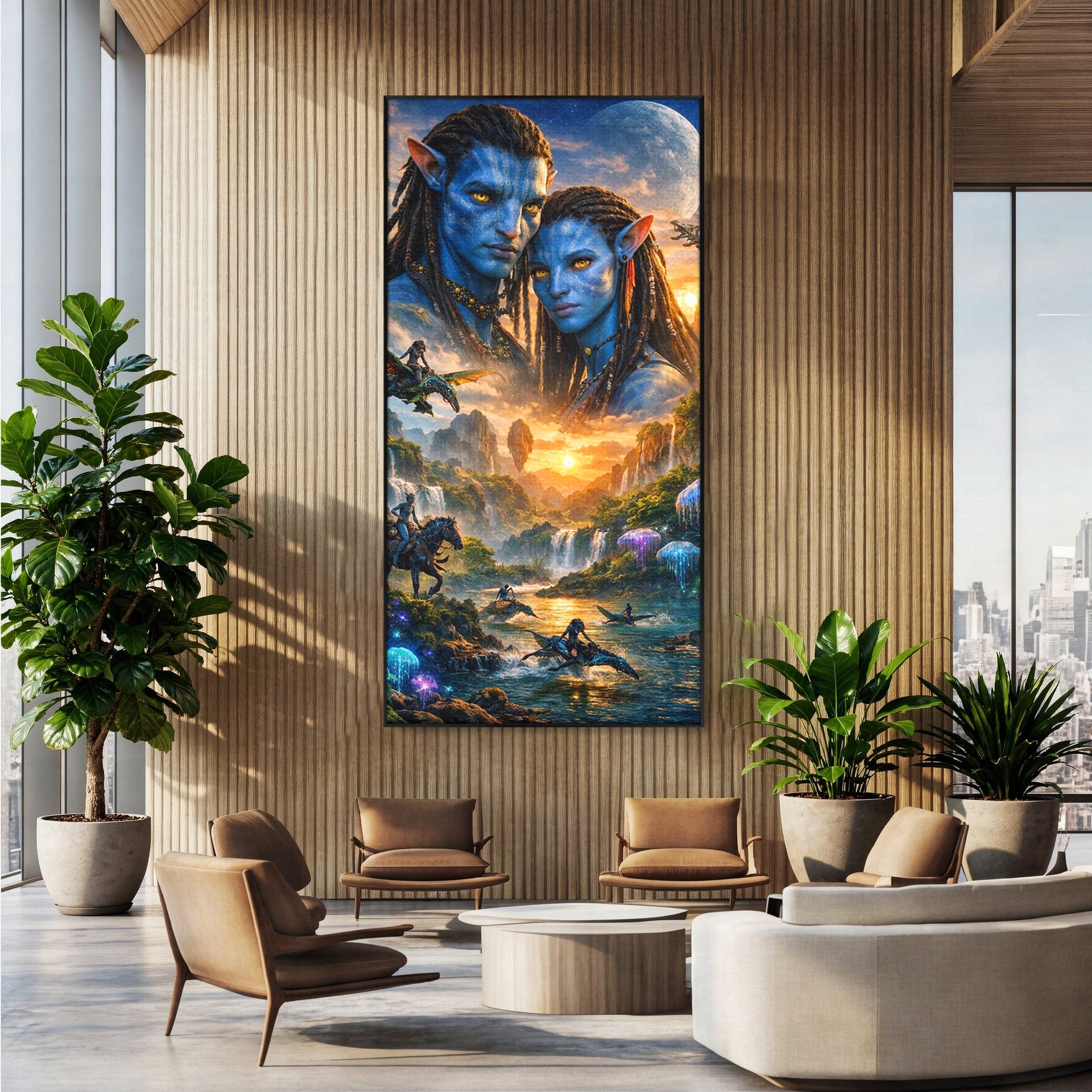 Tablou Canvas Premium LuxCanva® PI1255, Lumea Pandora, Fantezie, Peisaj, Creaturi, Futurist, Living, Culori Vibrante