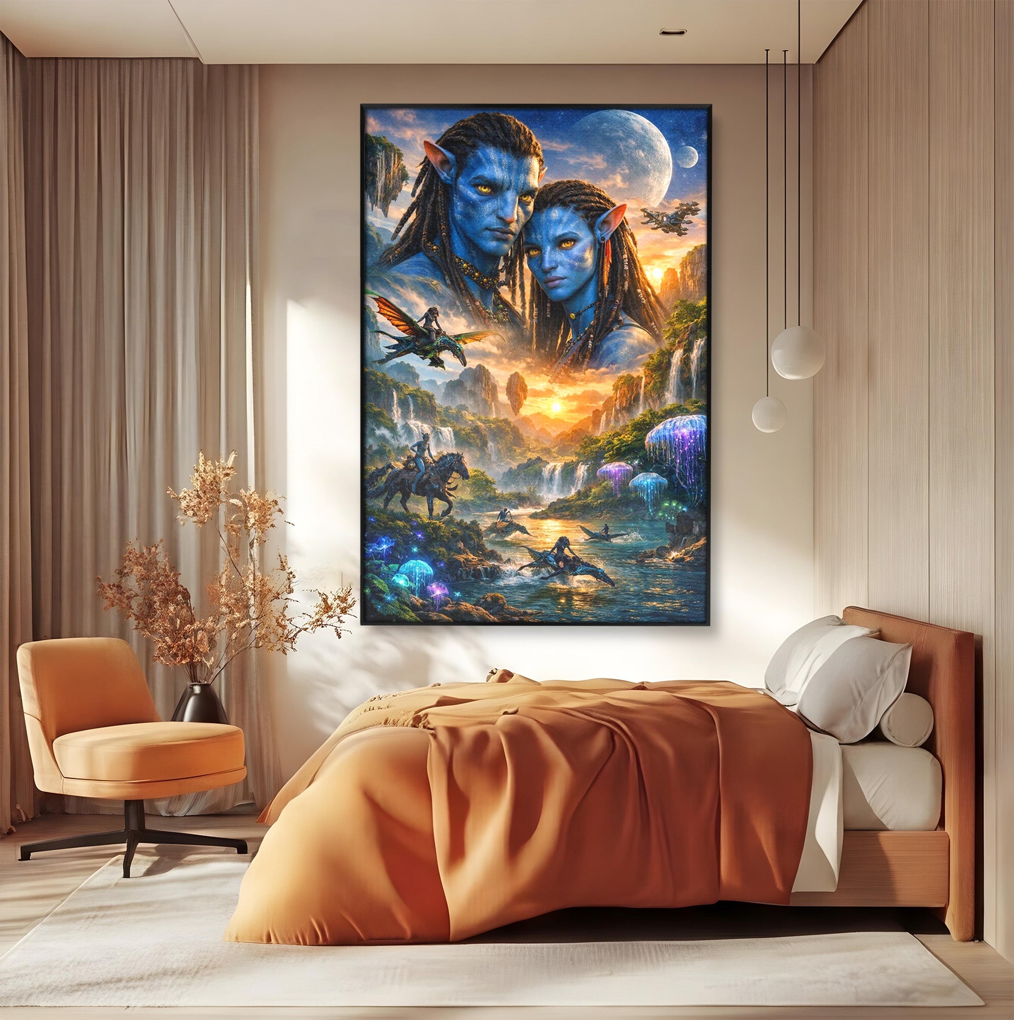 Tablou Canvas Premium LuxCanva® PI1255, Lumea Pandora, Fantezie, Peisaj, Creaturi, Futurist, Living, Culori Vibrante