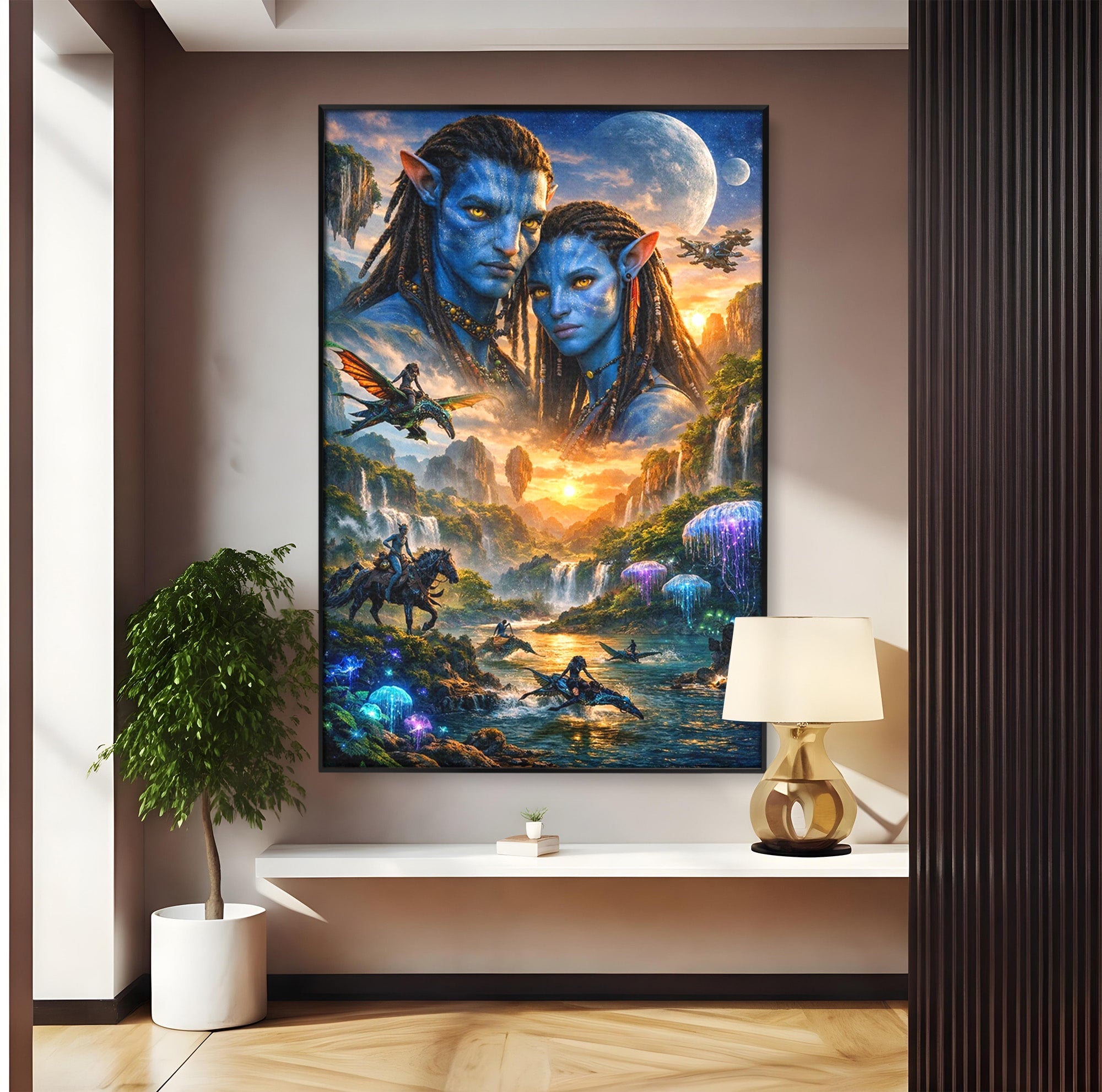 Tablou Canvas Premium LuxCanva® PI1255, Lumea Pandora, Fantezie, Peisaj, Creaturi, Futurist, Living, Culori Vibrante