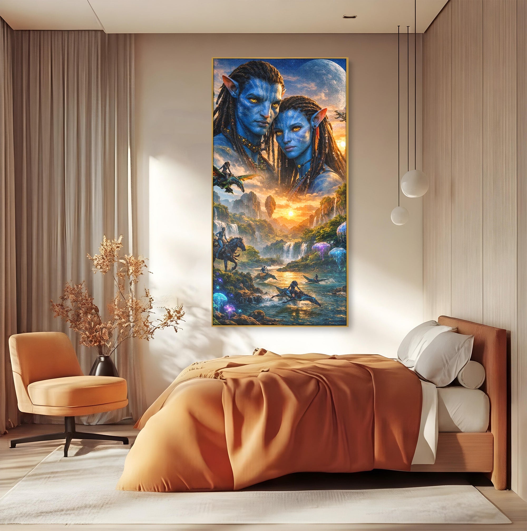 Tablou Canvas Premium LuxCanva® PI1255, Lumea Pandora, Fantezie, Peisaj, Creaturi, Futurist, Living, Culori Vibrante